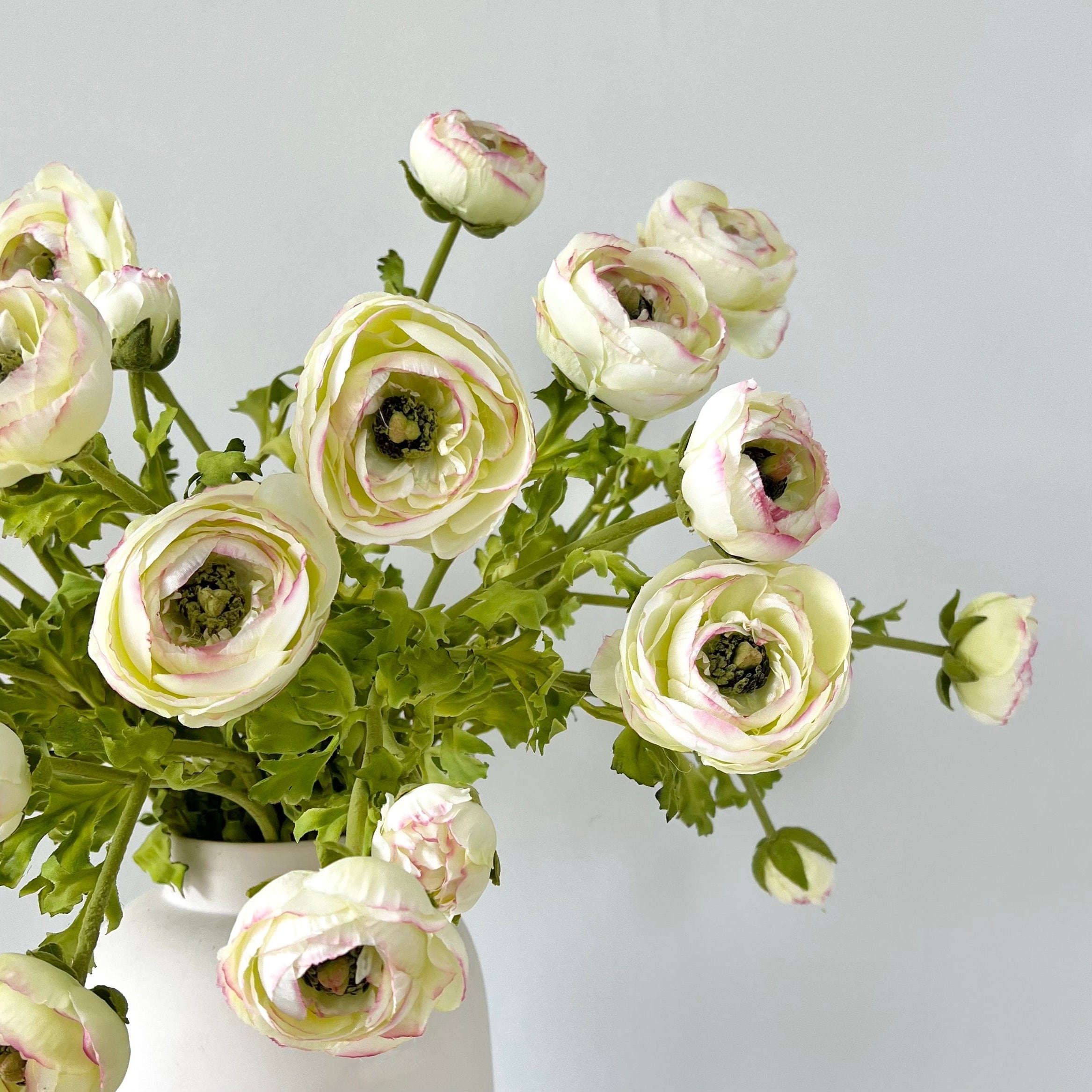 Artificial flowers luxury lifelike faux Artificial Green Ranunculus realistic silk single stems buy online from The Faux Flower Company