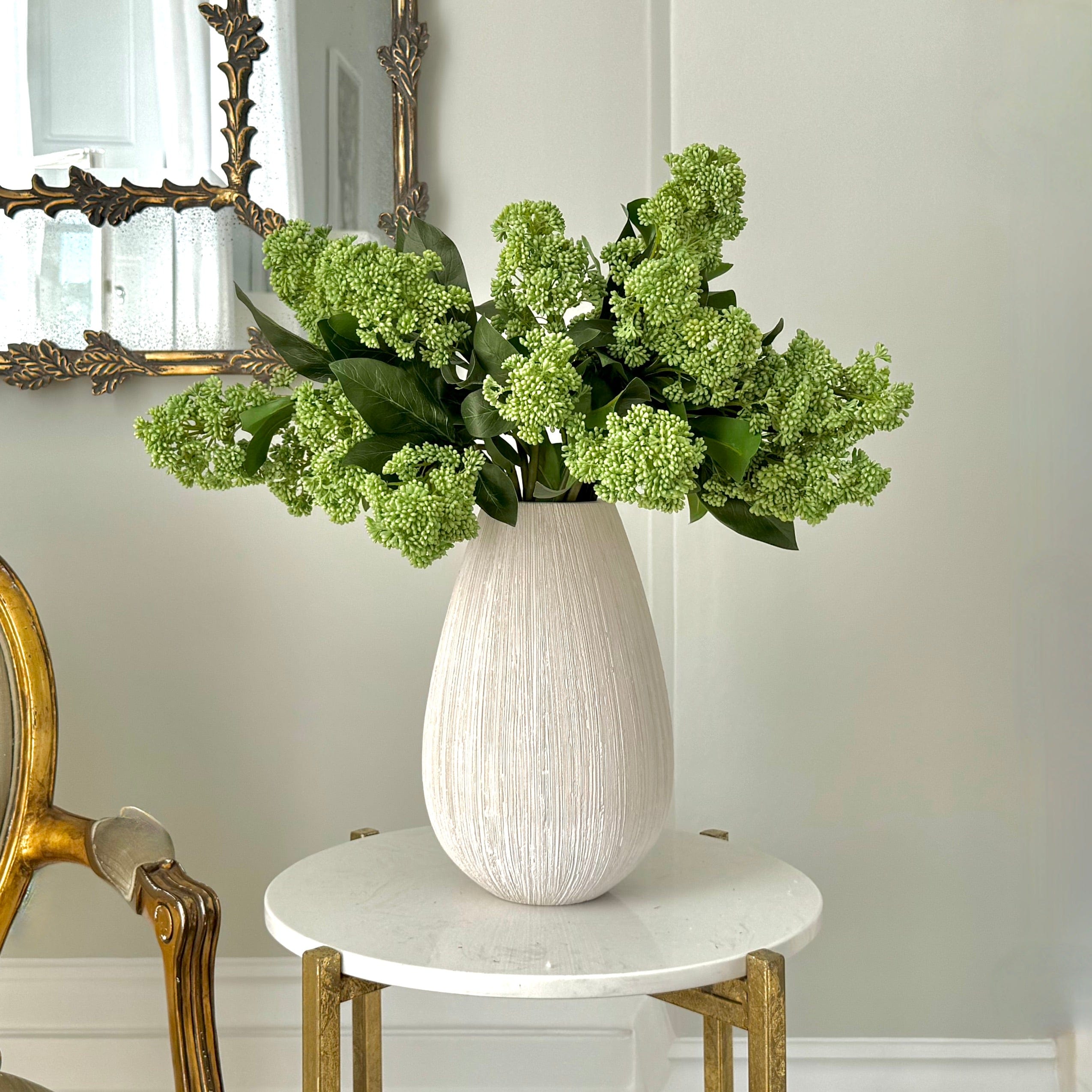 Artificial flowers luxury lifelike faux Artificial Green Skimmia & Bibury Vase Set realistic silk Bundle buy online from The Faux Flower Company ABY3142GR-6 + ABP1513