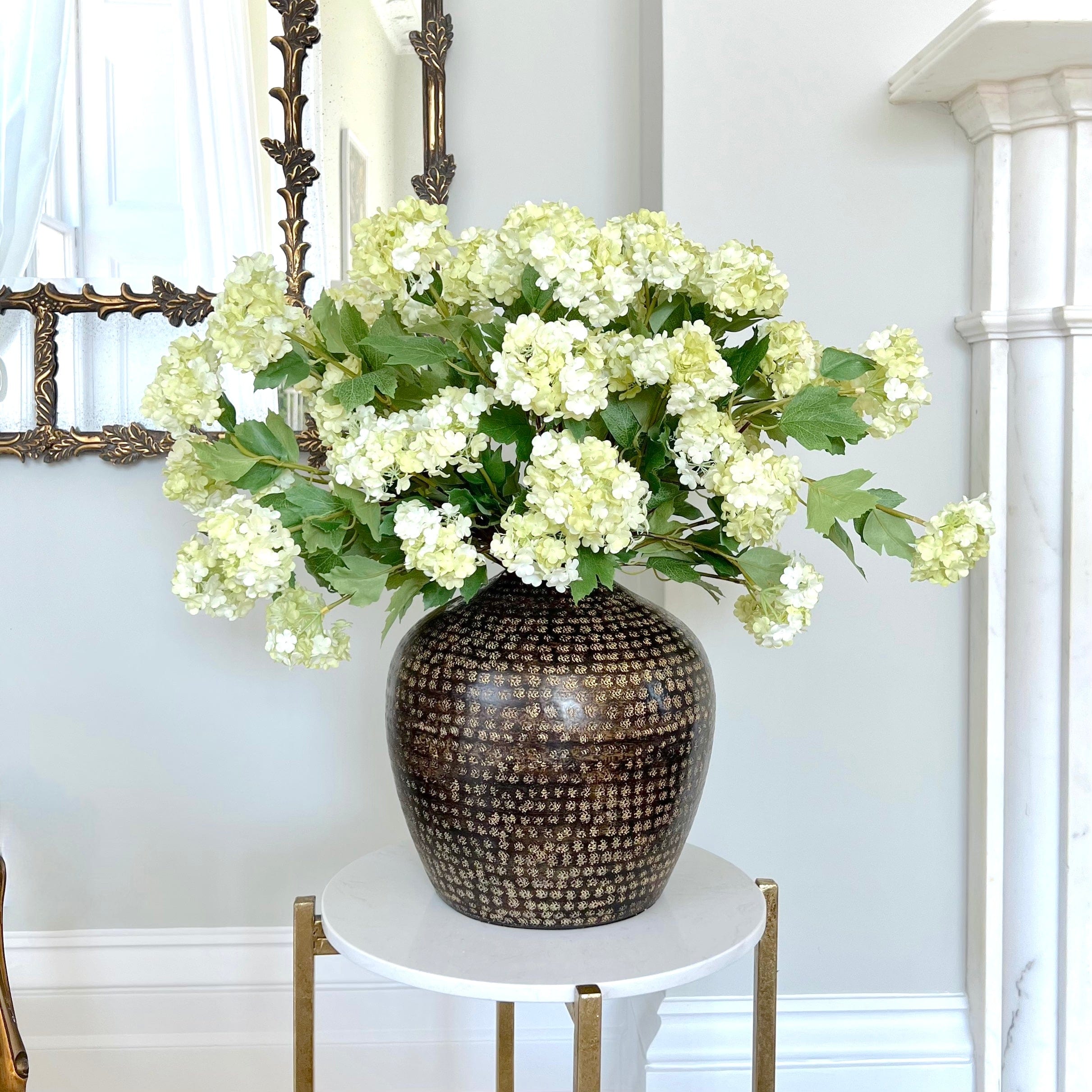 Artificial flowers luxury lifelike faux Artificial Green Viburnum - Bunch of 6 realistic silk bunches buy online from The Faux Flower Company ABX5752GR-6