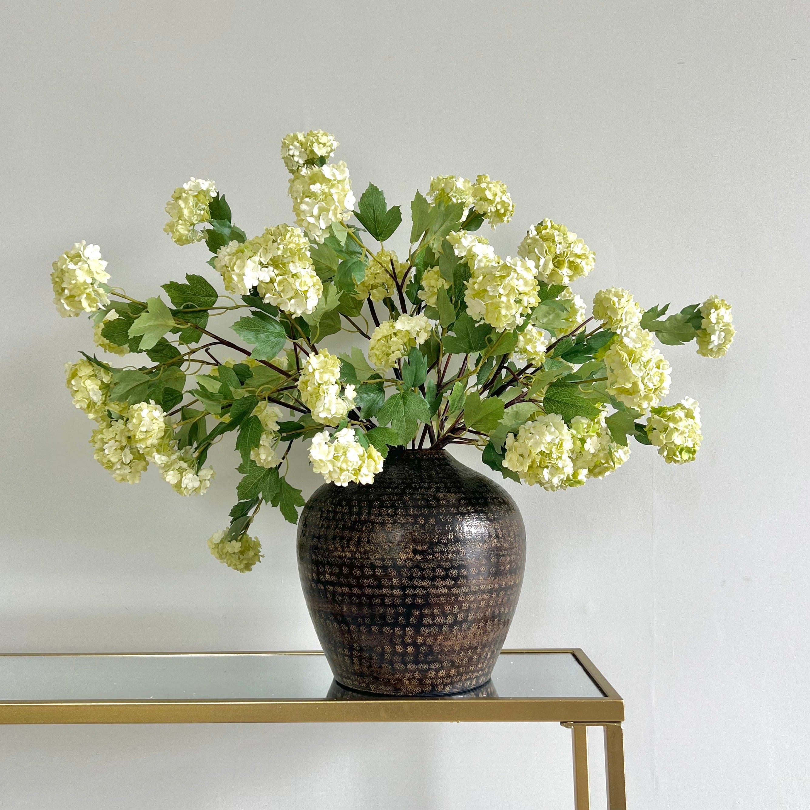 Artificial flowers luxury lifelike faux Artificial Green Viburnum - Bunch of 6 realistic silk bunches buy online from The Faux Flower Company ABX5752GR-6