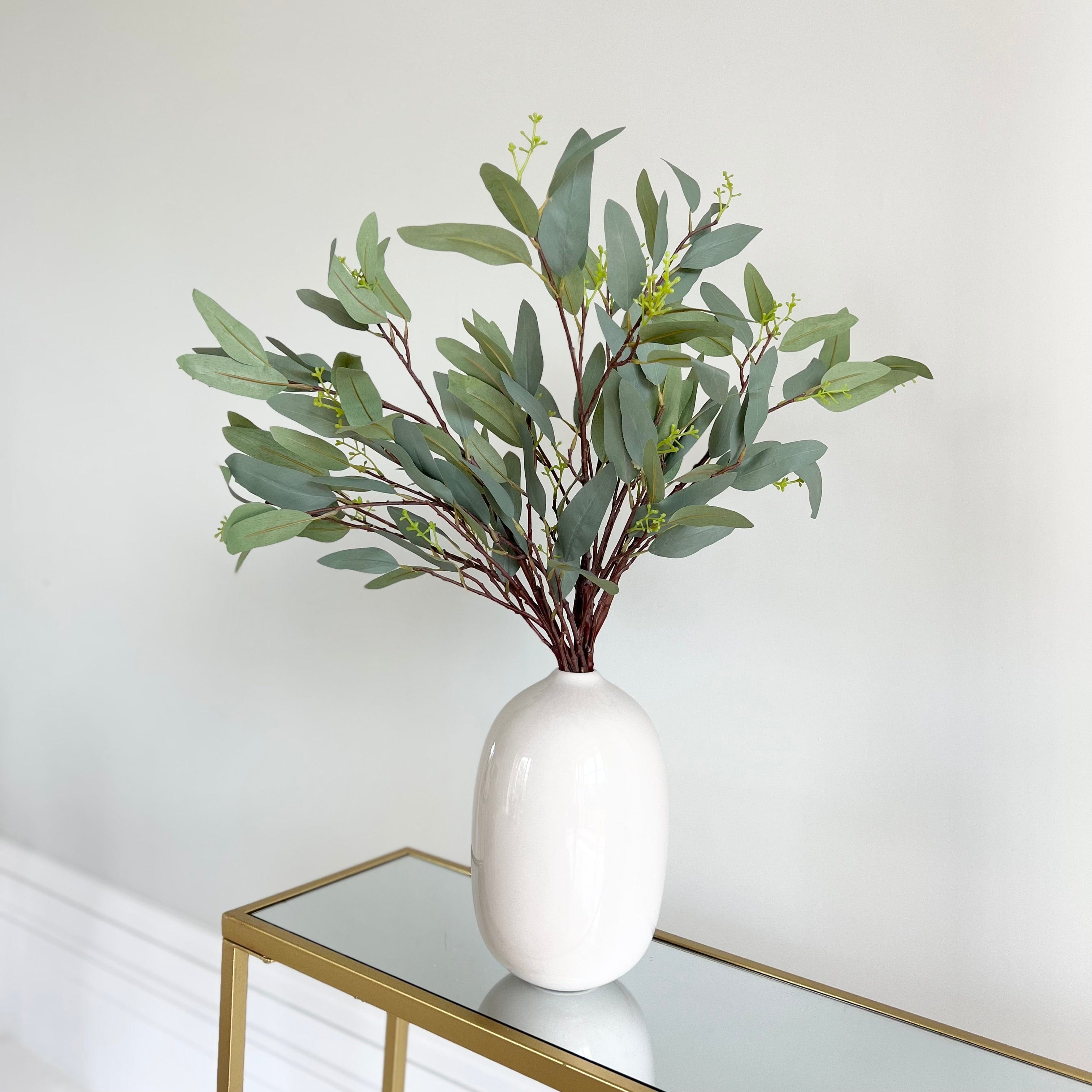 Artificial flowers luxury lifelike faux Artificial Green Willow Eucalyptus realistic silk single stems buy online from The Faux Flower Company