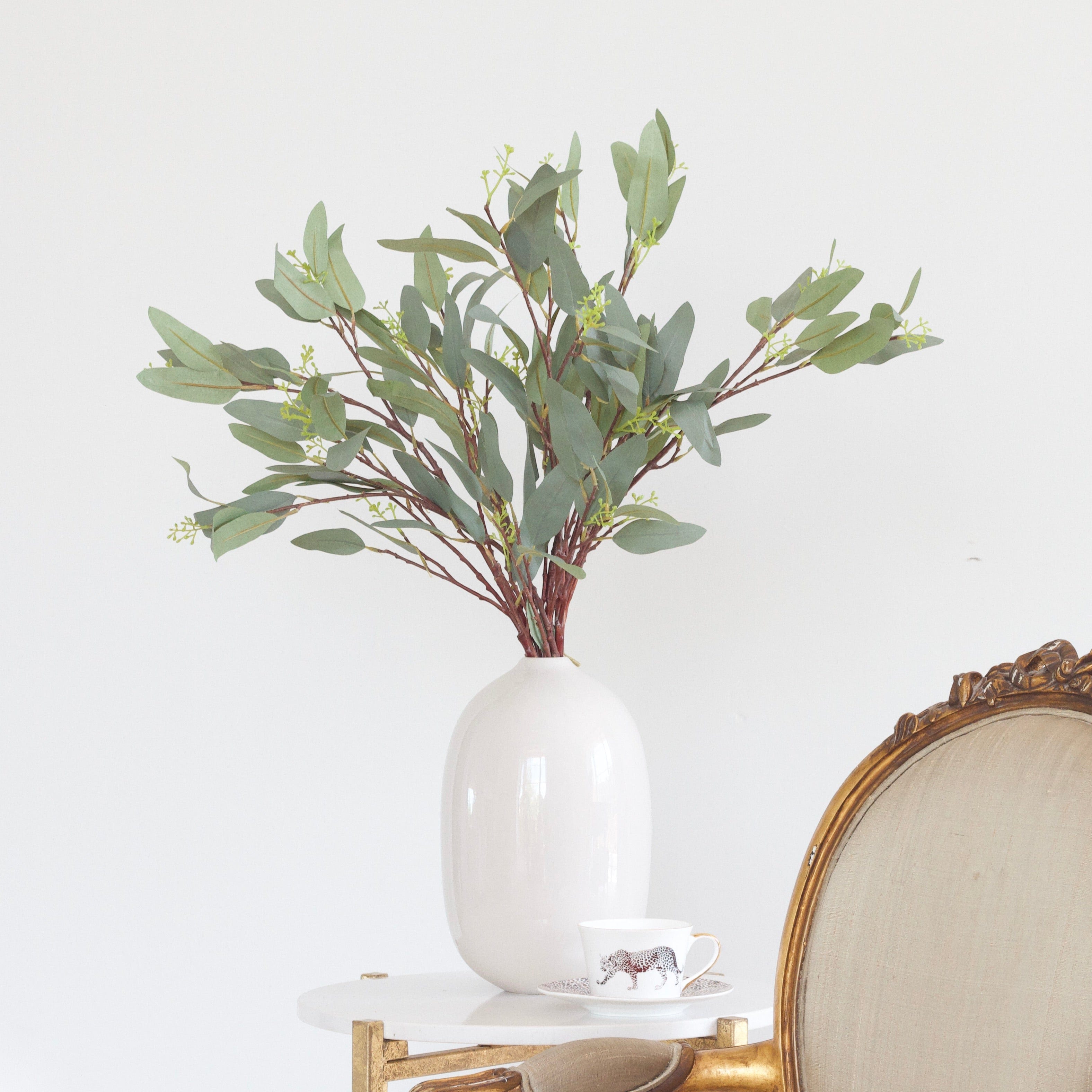 Artificial flowers luxury lifelike faux Artificial Green Willow Eucalyptus realistic silk single stems buy online from The Faux Flower Company