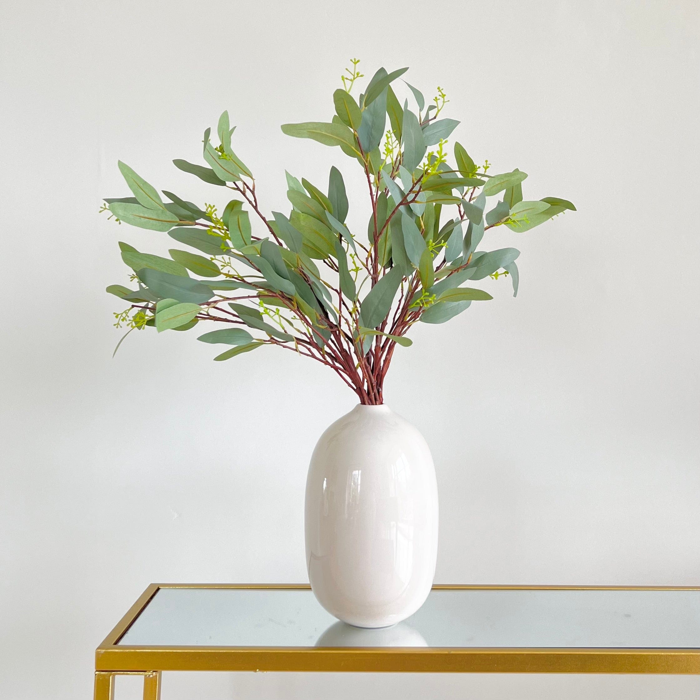 Artificial flowers luxury lifelike faux Artificial Green Willow Eucalyptus realistic silk single stems buy online from The Faux Flower Company