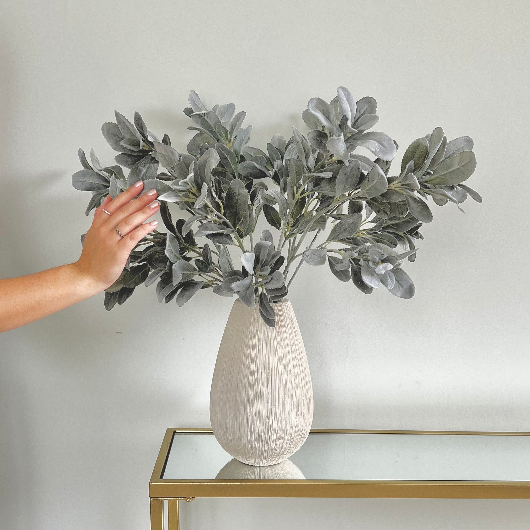 Artificial flowers luxury lifelike faux Artificial Grey & Silver Lambs Leaf realistic silk single stems buy online from The Faux Flower Company