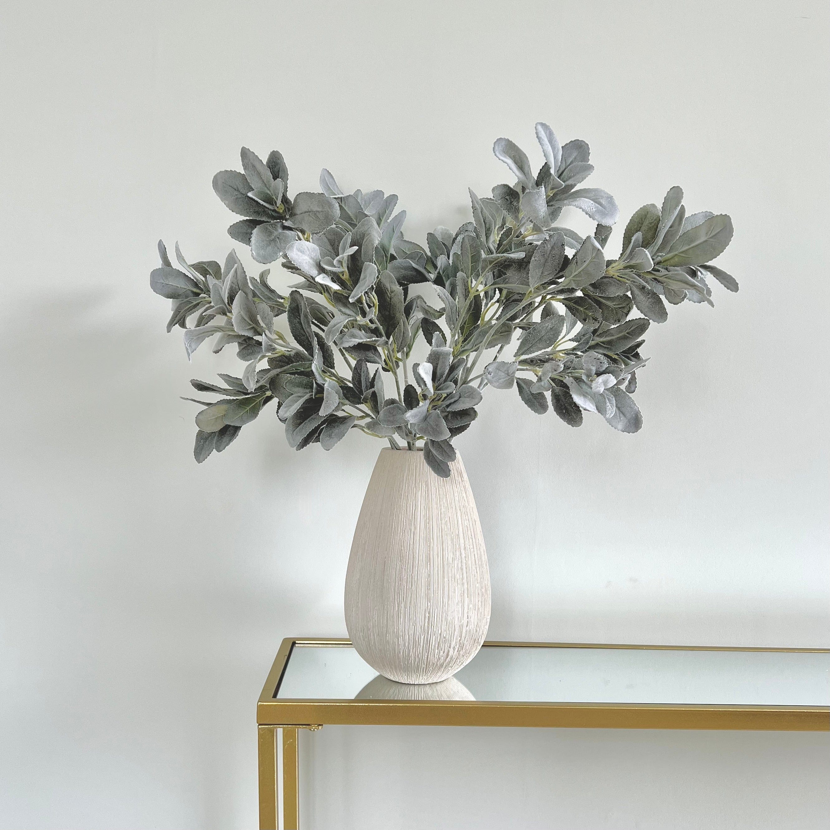 Artificial flowers luxury lifelike faux Artificial Grey & Silver Lambs Leaf realistic silk single stems buy online from The Faux Flower Company
