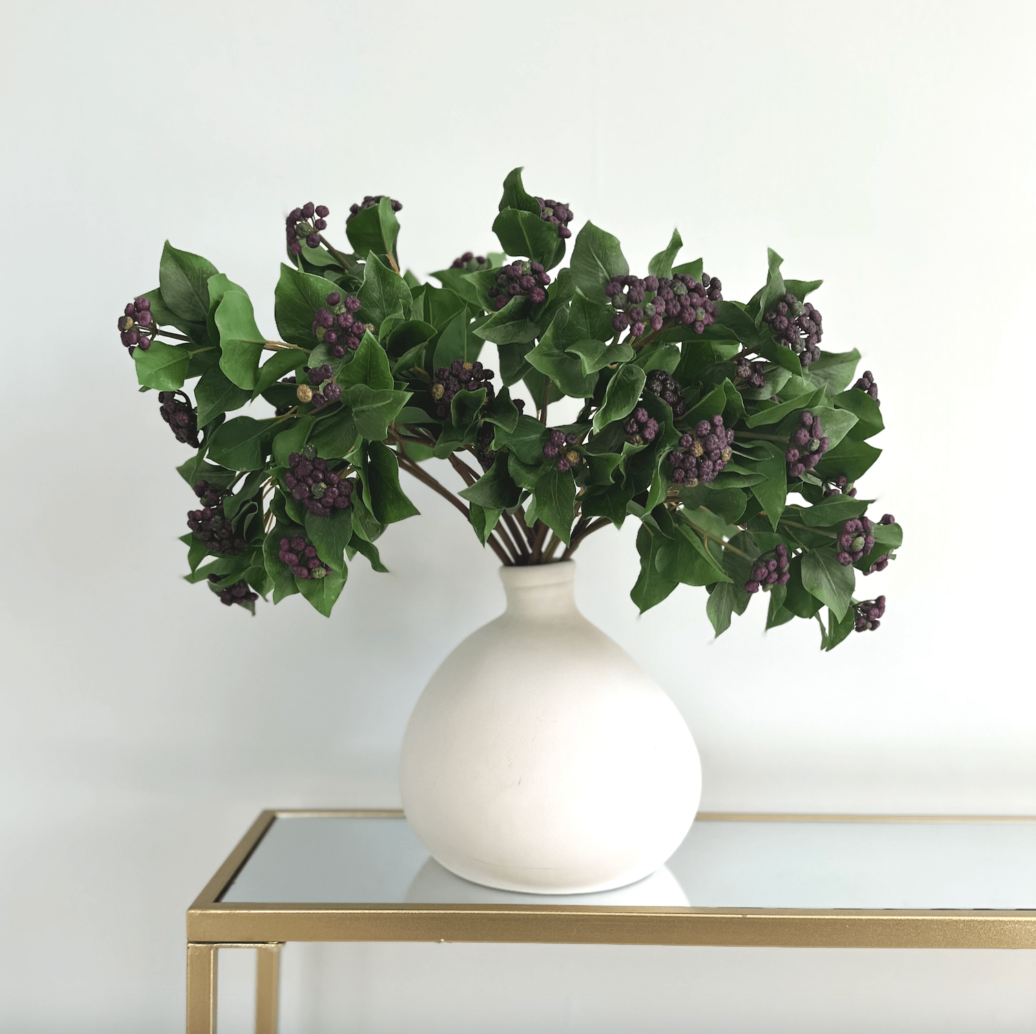 Artificial flowers luxury lifelike faux Artificial Ivy with Purple Berries realistic silk single stems buy online from The Faux Flower Company