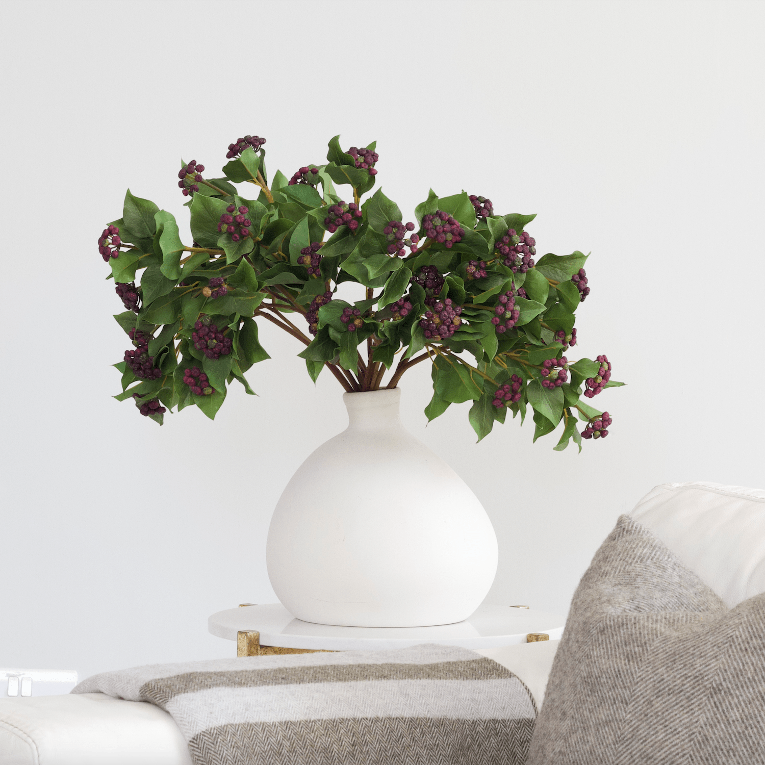 Artificial flowers luxury lifelike faux Artificial Ivy with Purple Berries realistic silk single stems buy online from The Faux Flower Company