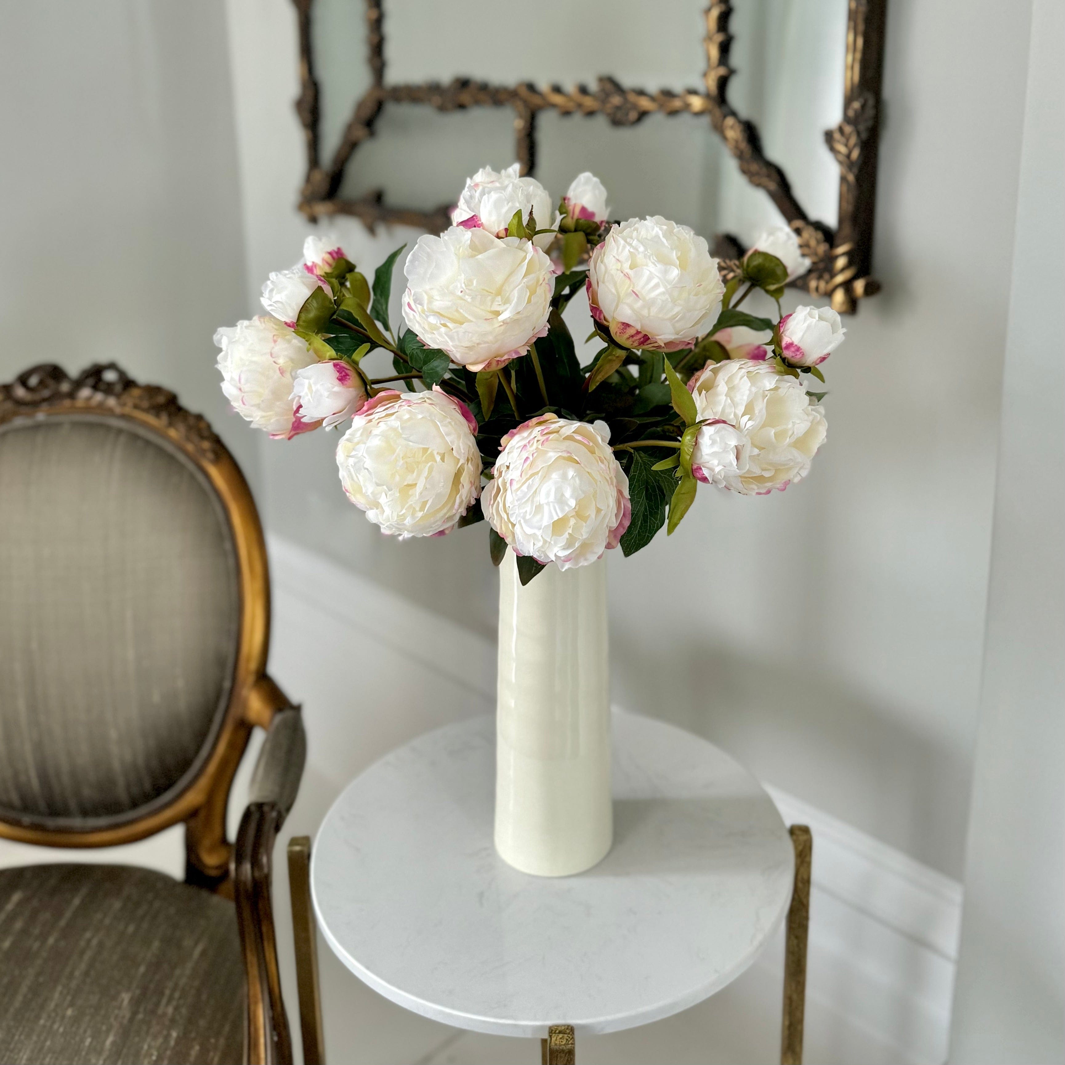 Artificial flowers luxury lifelike faux Artificial Large White Peony realistic silk single stems buy online from The Faux Flower Company