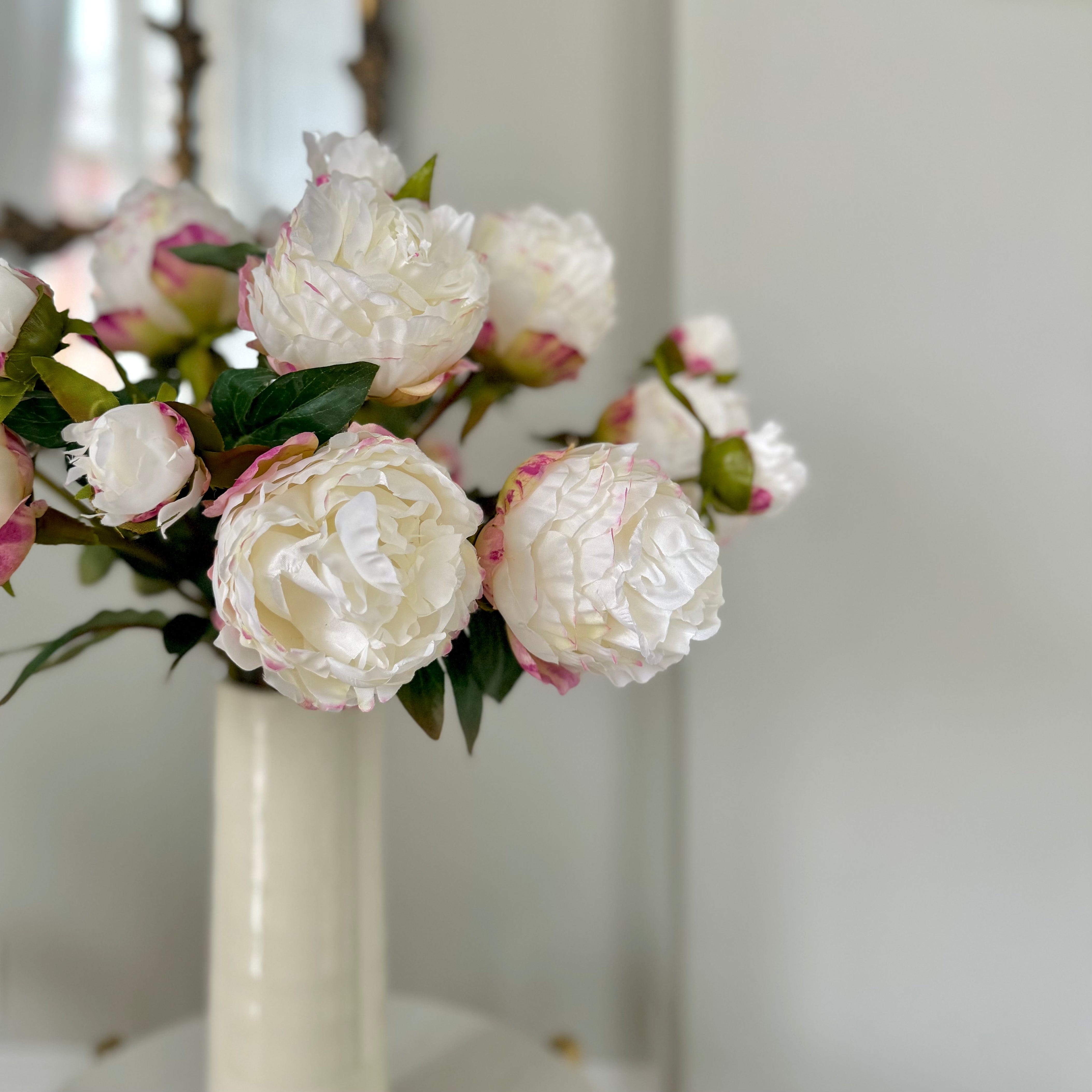 Artificial flowers luxury lifelike faux Artificial Large White Peony realistic silk single stems buy online from The Faux Flower Company
