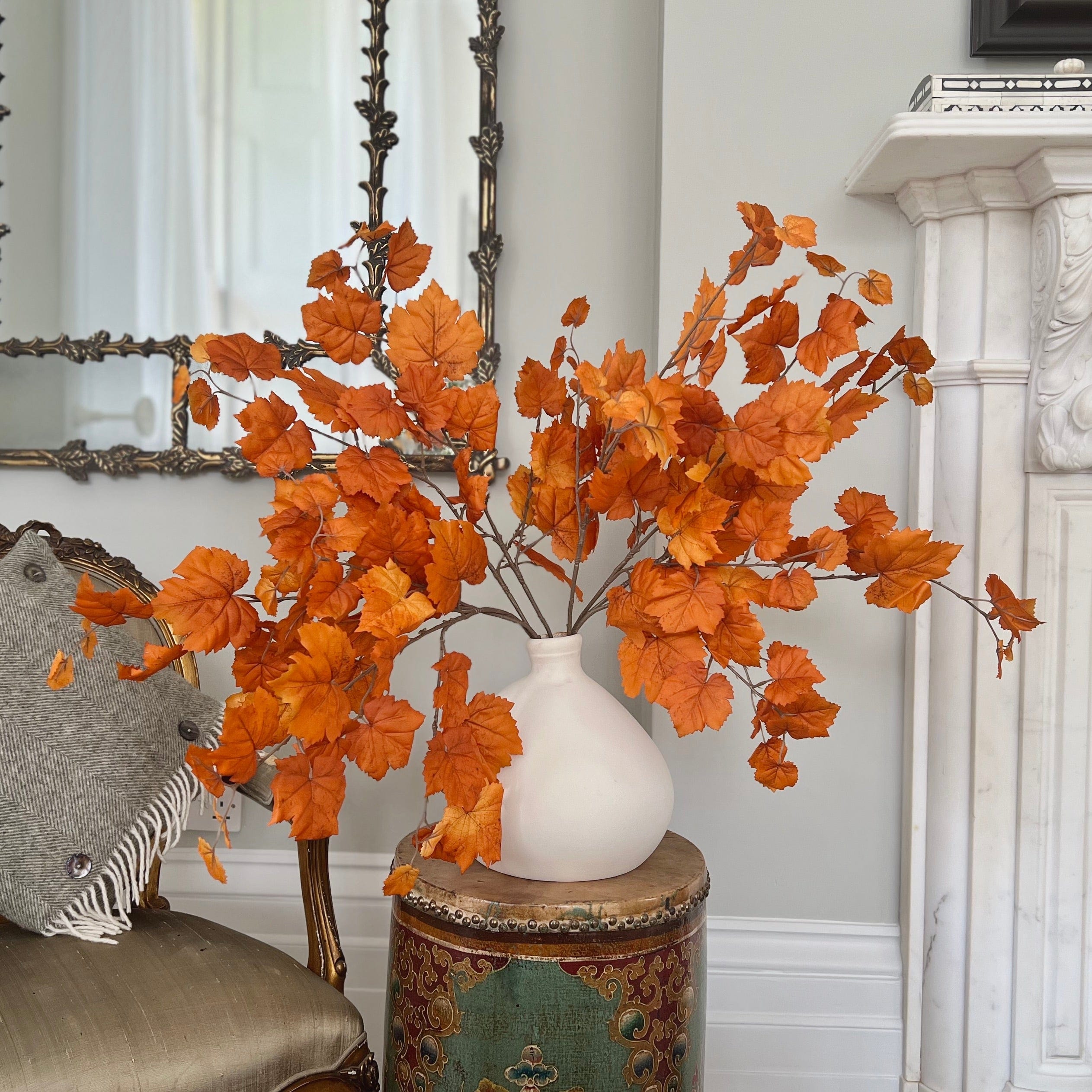 Artificial flowers luxury lifelike faux Artificial Orange Autumnal Leaves realistic silk single stems buy online from The Faux Flower Company