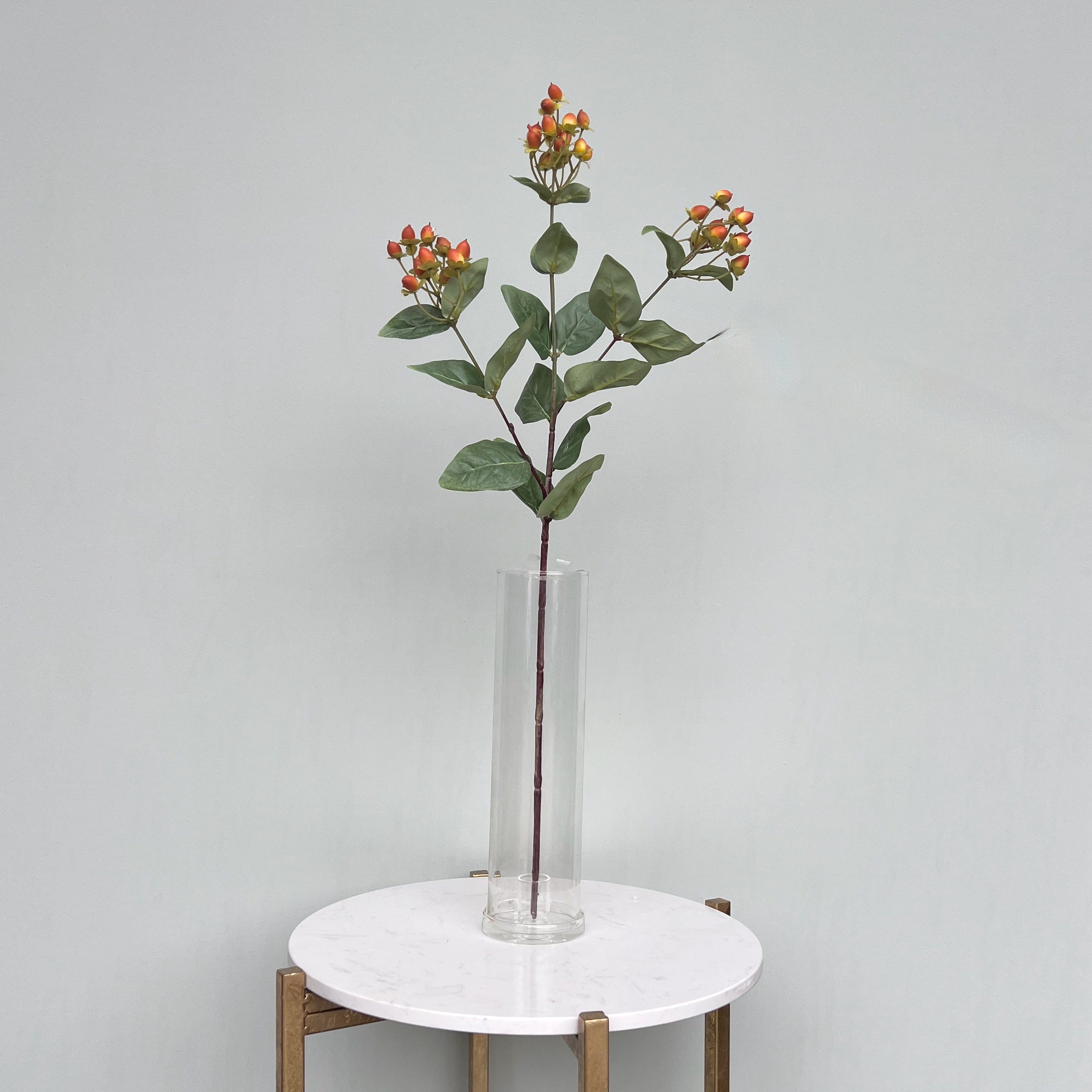 Artificial flowers luxury lifelike faux Artificial Orange Hypericum Berries realistic silk single stems buy online from The Faux Flower Company ABX5063OR