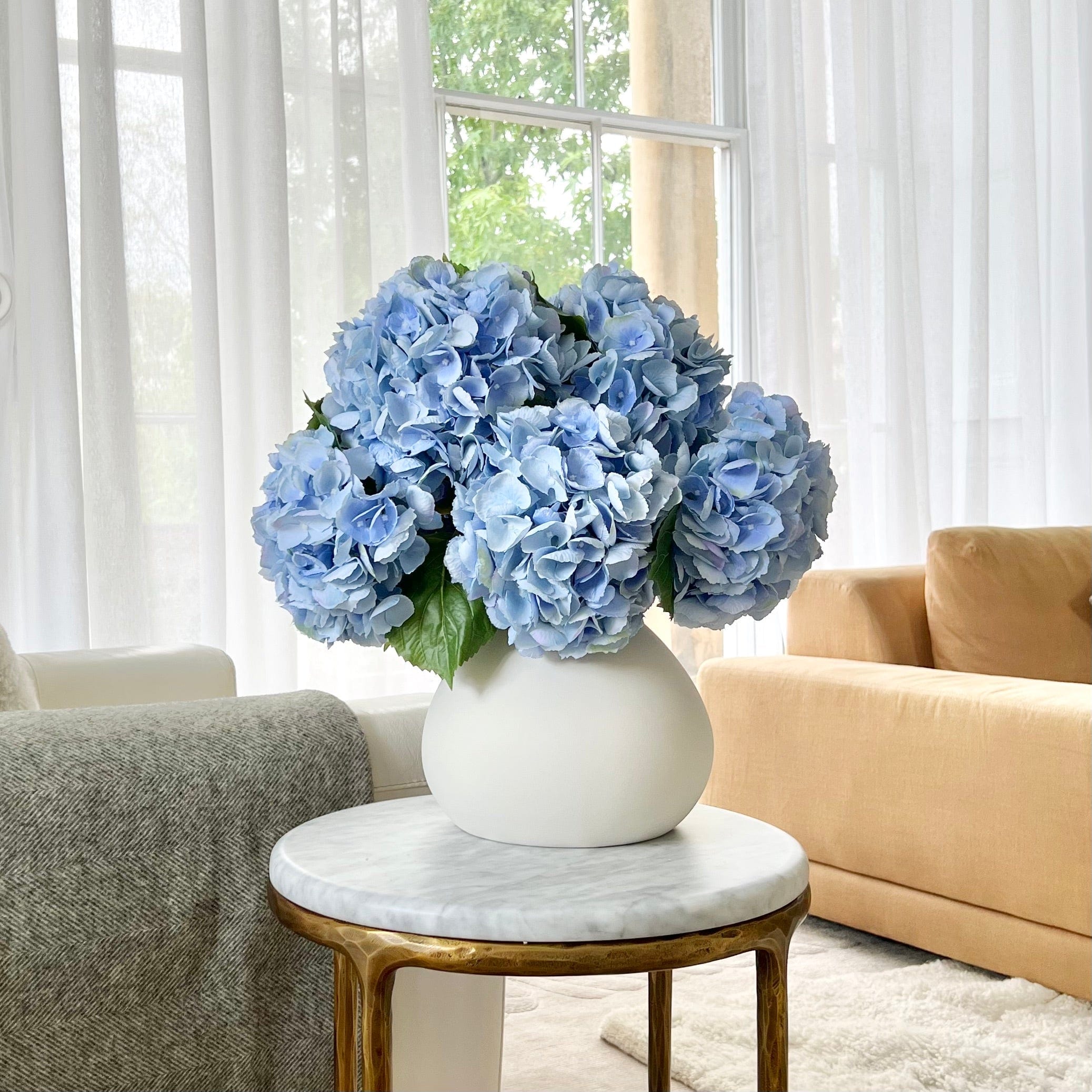 Artificial flowers luxury lifelike faux Artificial Pale Blue Hydrangea realistic silk single stems buy online from The Faux Flower Company