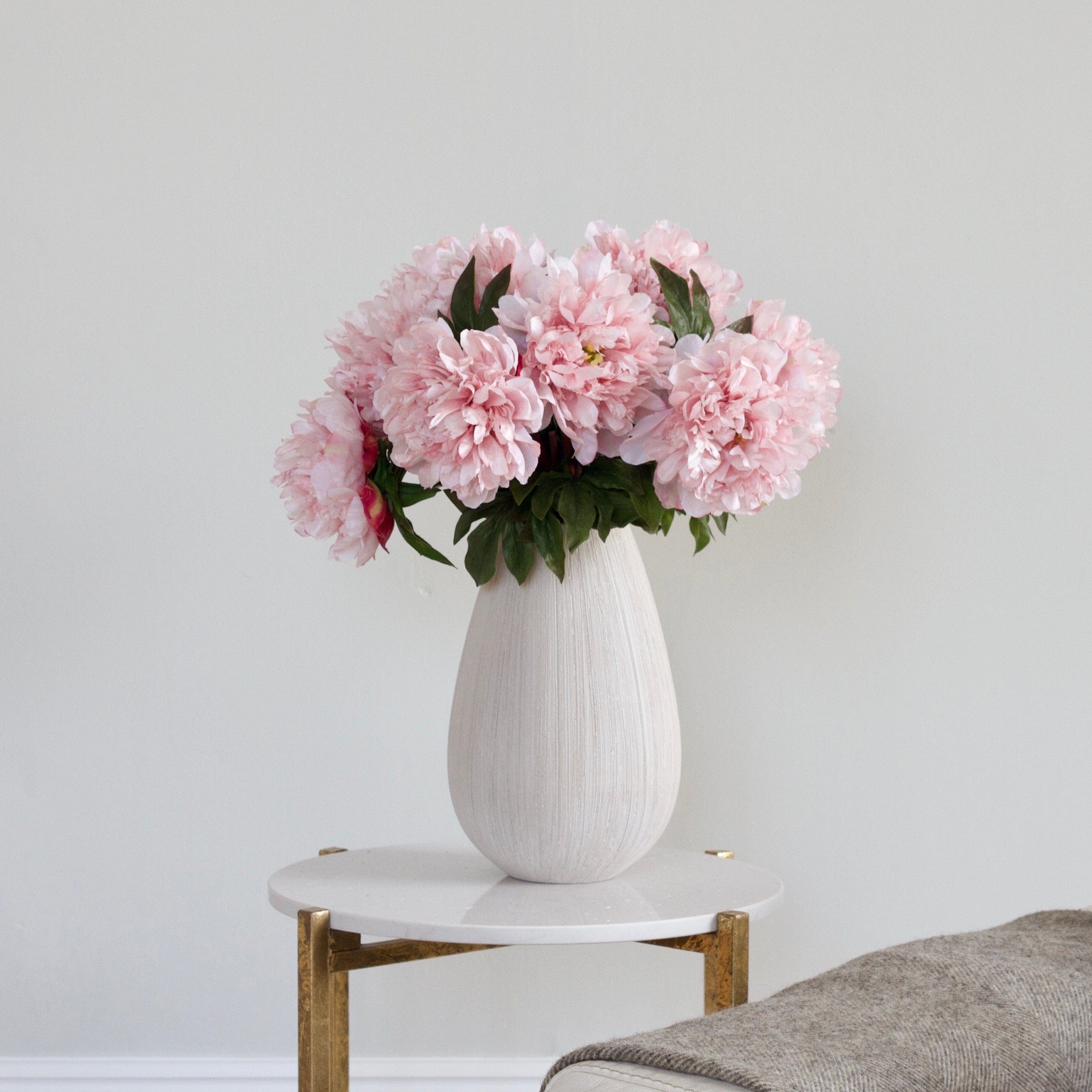 Artificial flowers luxury lifelike faux Artificial Pale Pink Extra Large Peony realistic silk single stems buy online from The Faux Flower Company