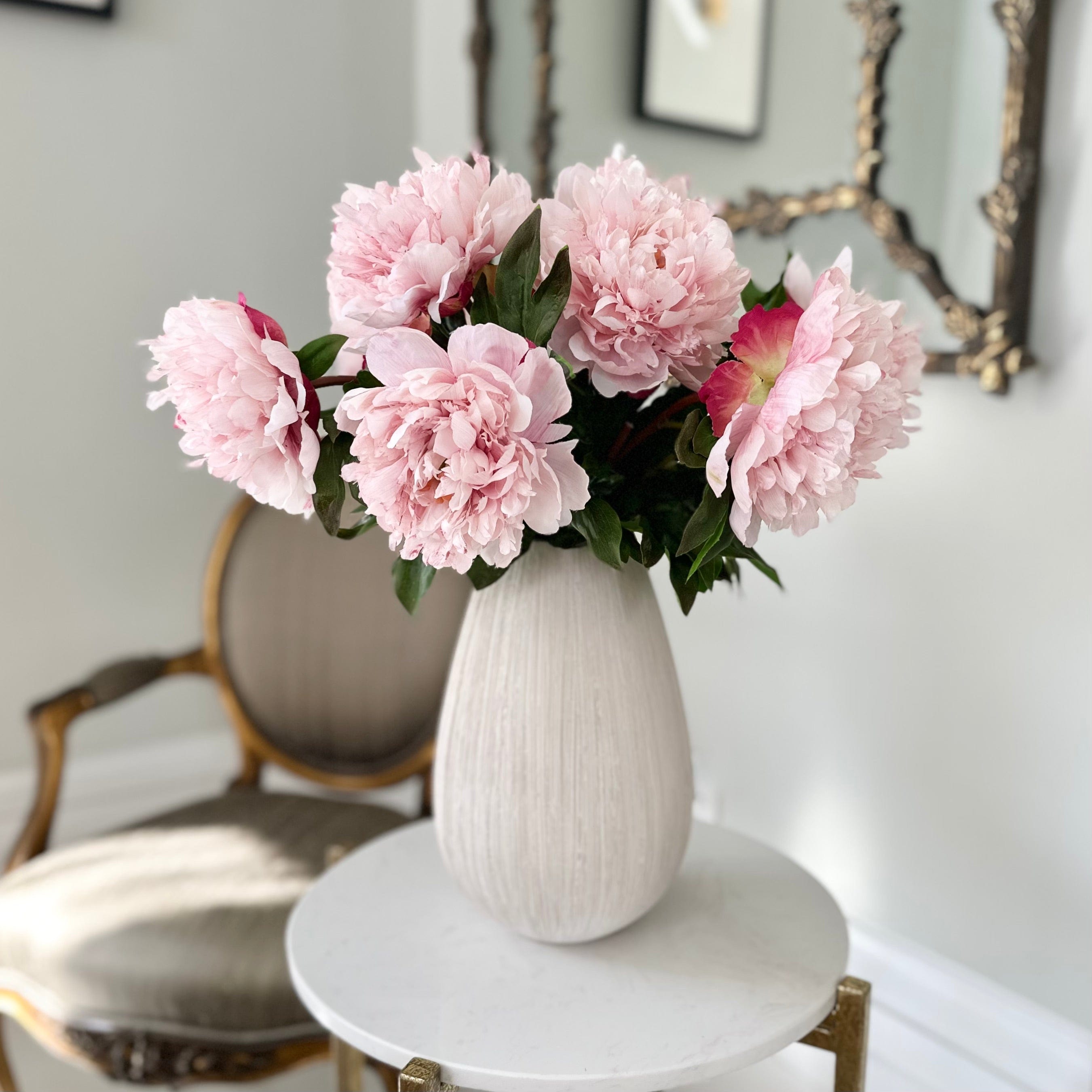 Artificial flowers luxury lifelike faux Artificial Pale Pink Extra Large Peony realistic silk single stems buy online from The Faux Flower Company