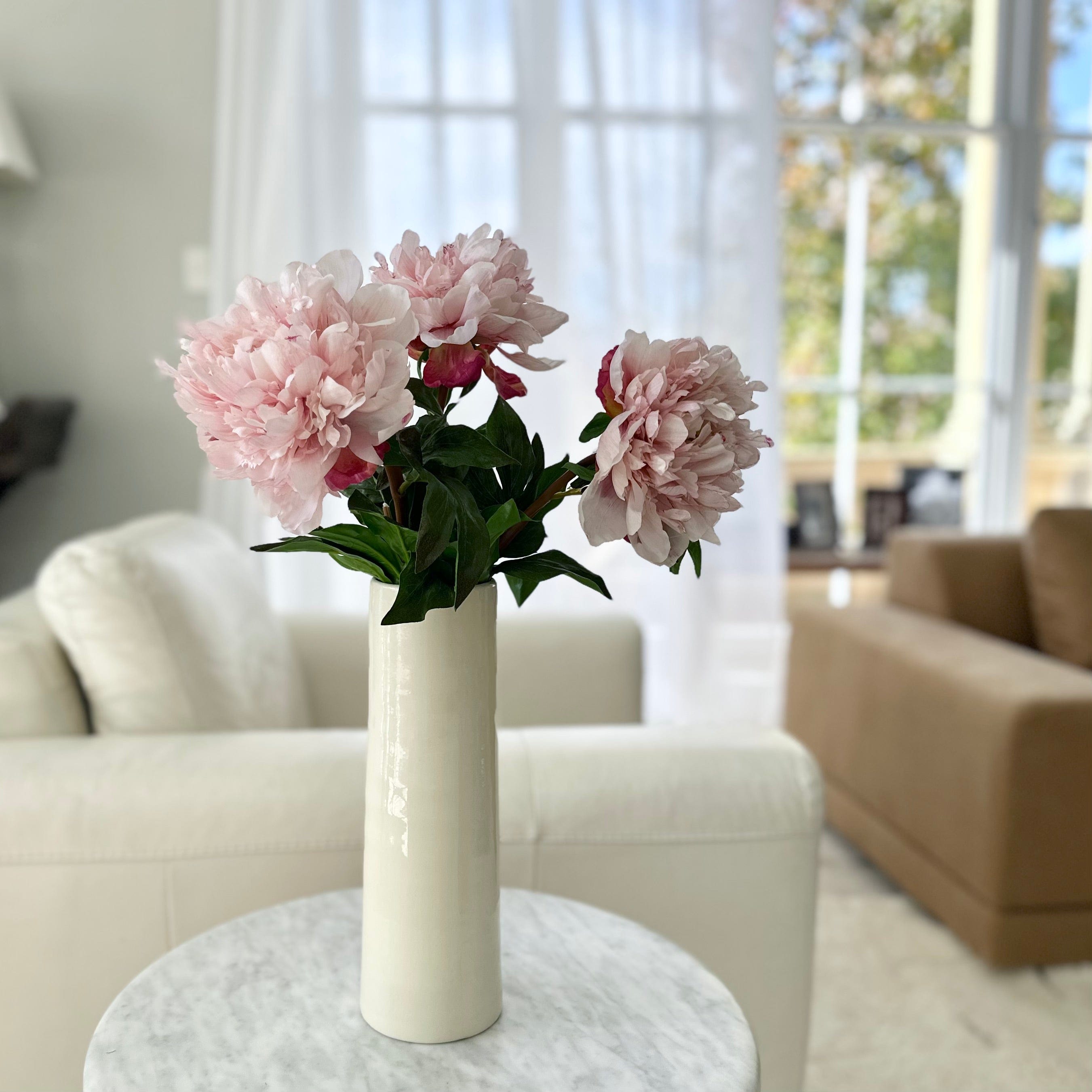 Artificial flowers luxury lifelike faux Artificial Pale Pink Extra Large Peony realistic silk single stems buy online from The Faux Flower Company