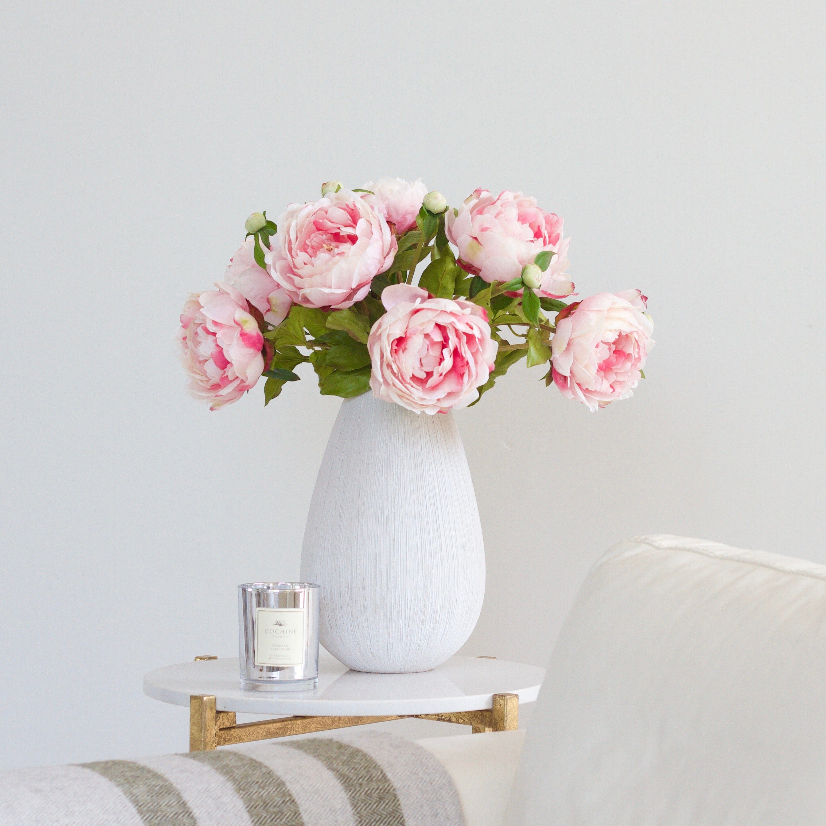 Artificial flowers luxury lifelike faux Artificial Pink Classic Peony realistic silk single stems buy online from The Faux Flower Company