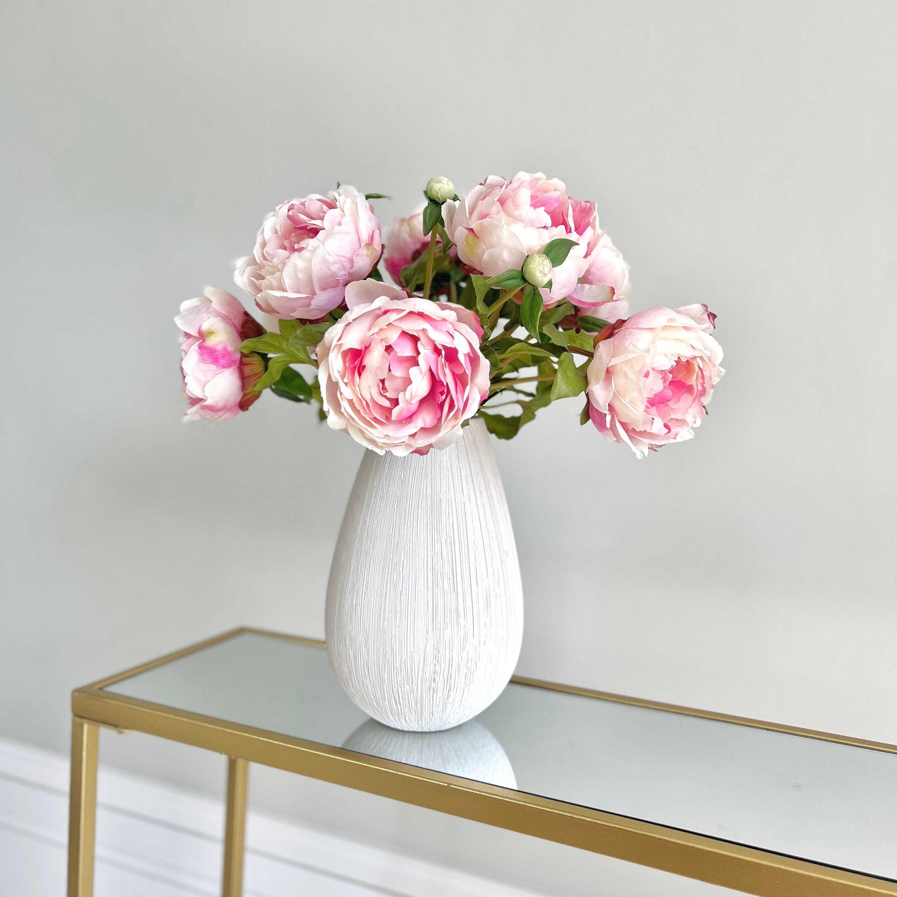 Artificial flowers luxury lifelike faux Artificial Pink Classic Peony realistic silk single stems buy online from The Faux Flower Company