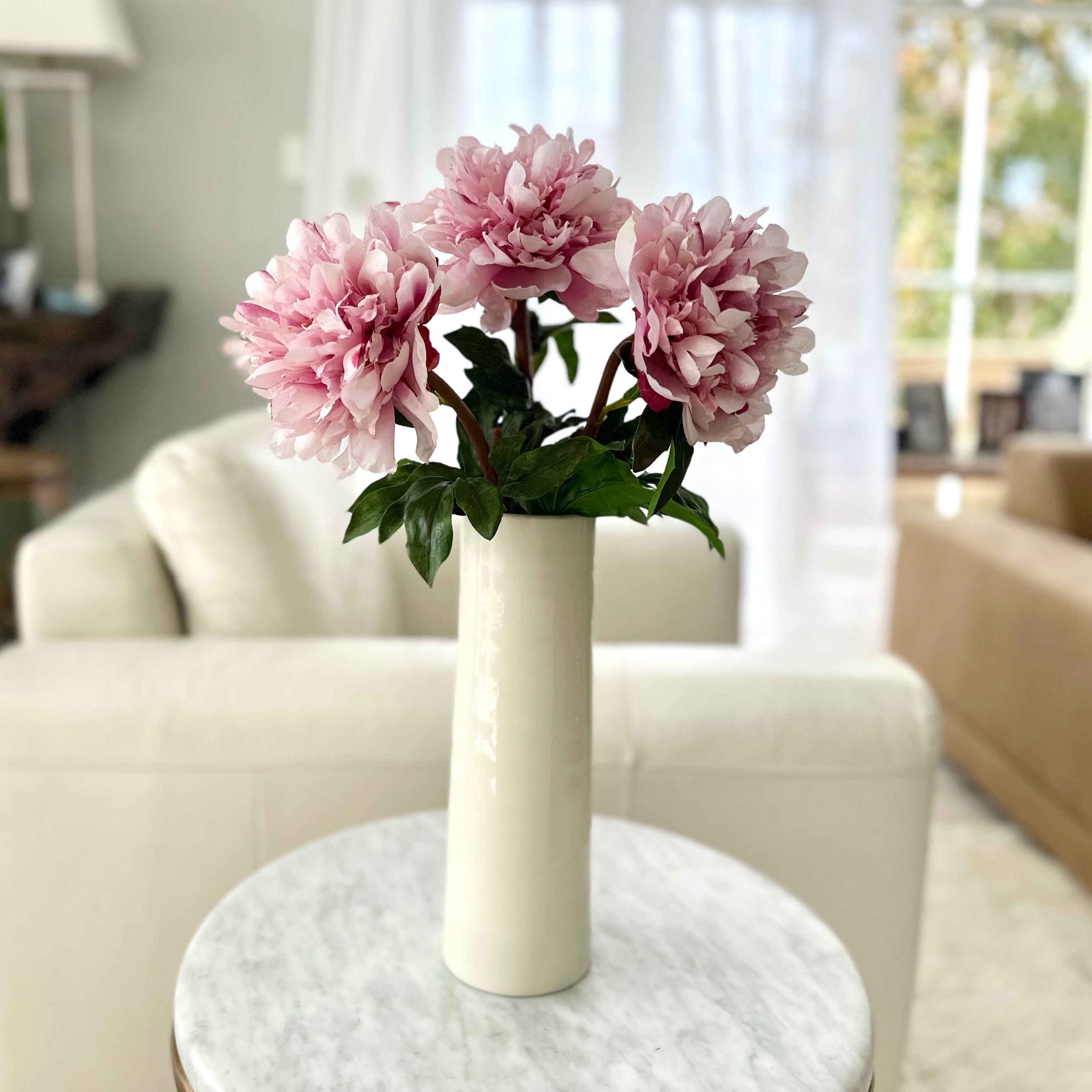 Artificial flowers luxury lifelike faux Artificial Pink Extra Large Peony realistic silk single stems buy online from The Faux Flower Company