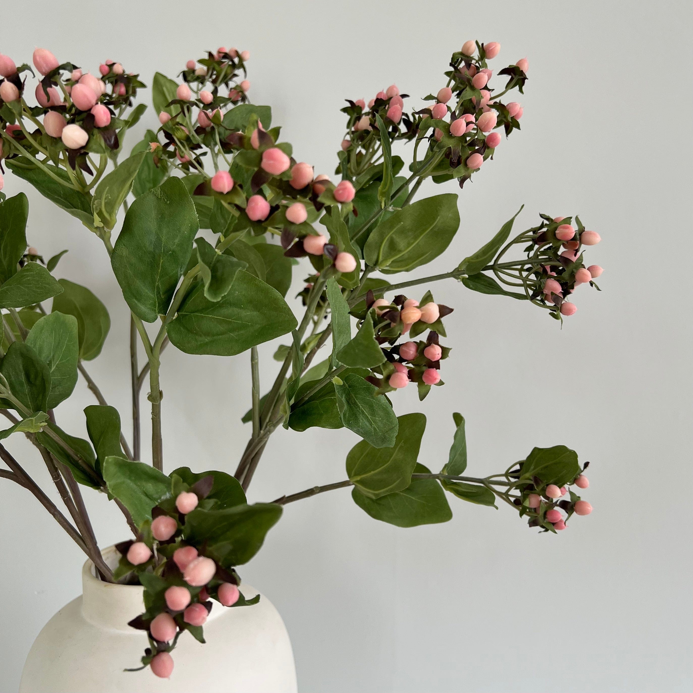 Artificial flowers luxury lifelike faux Artificial Pink Hypericum Berry realistic silk single stems buy online from The Faux Flower Company