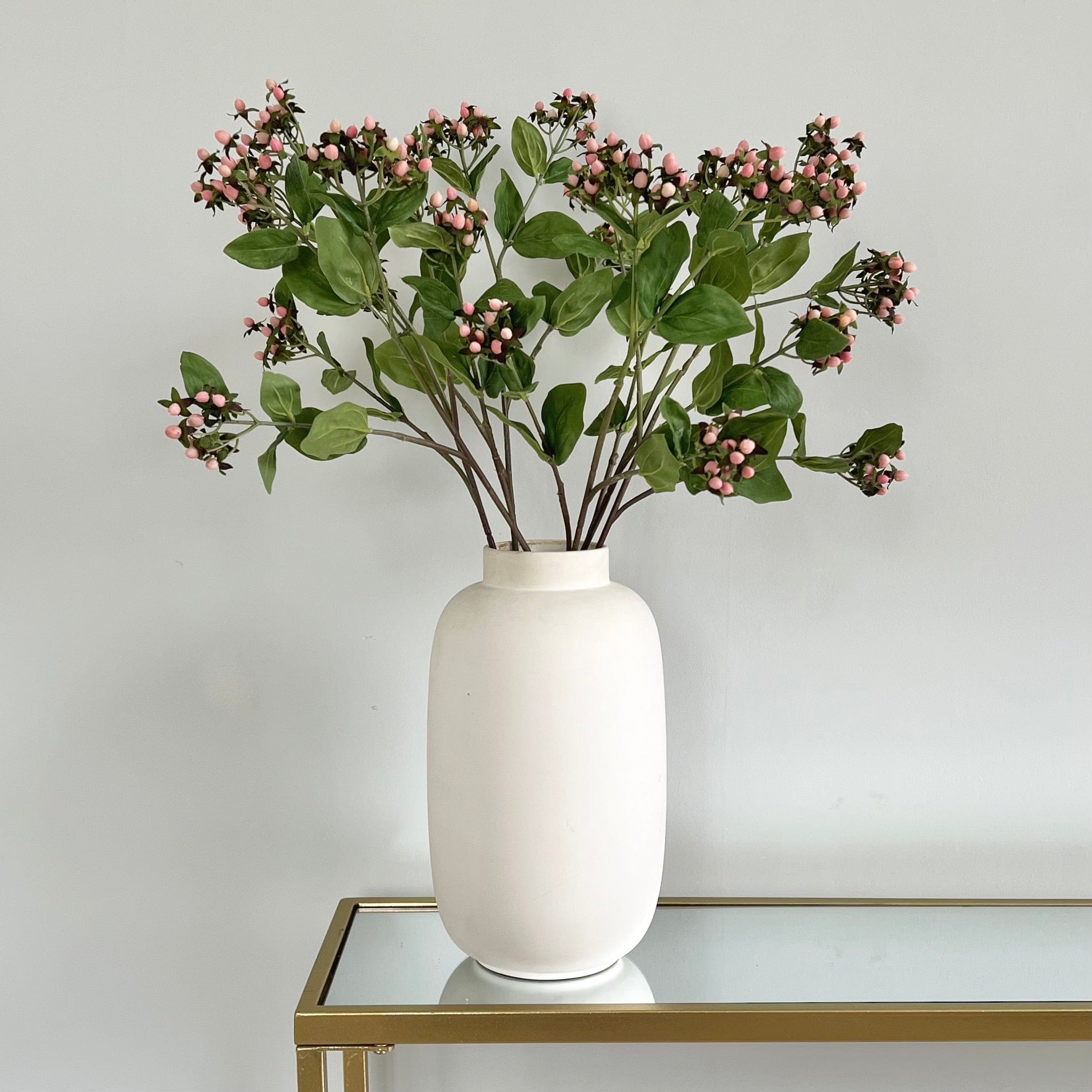 Artificial flowers luxury lifelike faux Artificial Pink Hypericum Berry realistic silk single stems buy online from The Faux Flower Company