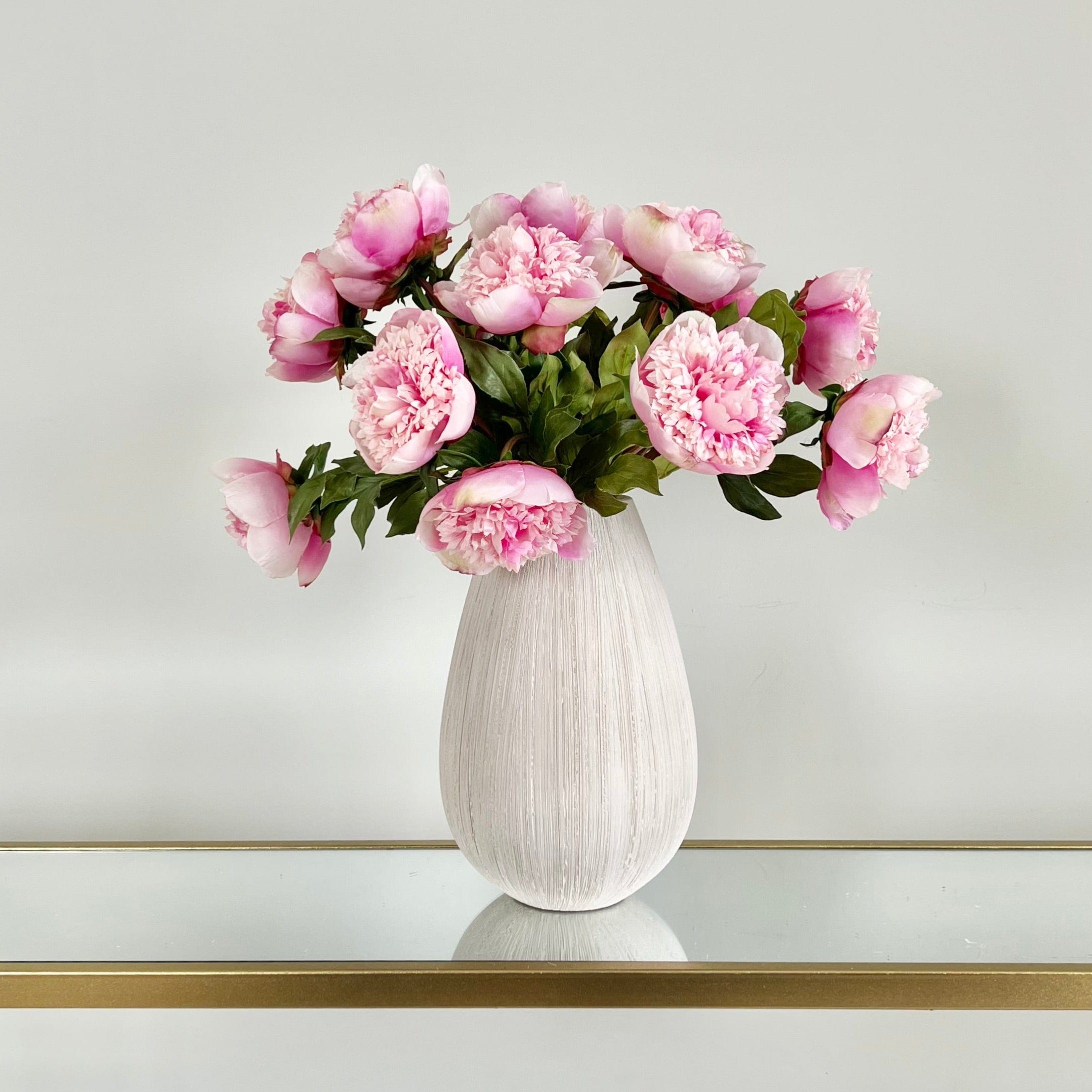 Artificial flowers luxury lifelike faux Artificial Pink Open Peony realistic silk single stems buy online from The Faux Flower Company