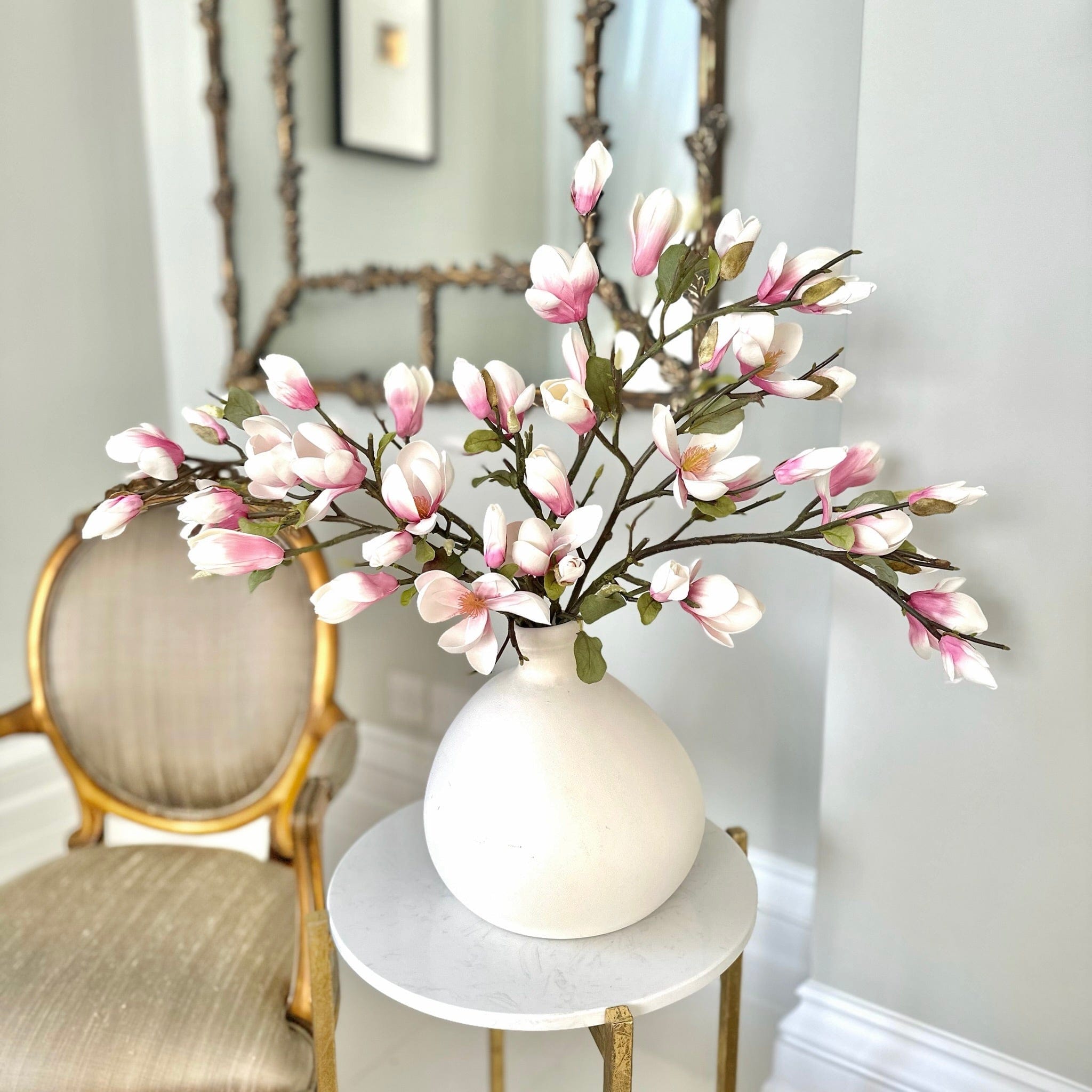 Artificial flowers luxury lifelike faux Artificial Pink Tall Magnolia realistic silk single stems buy online from The Faux Flower Company