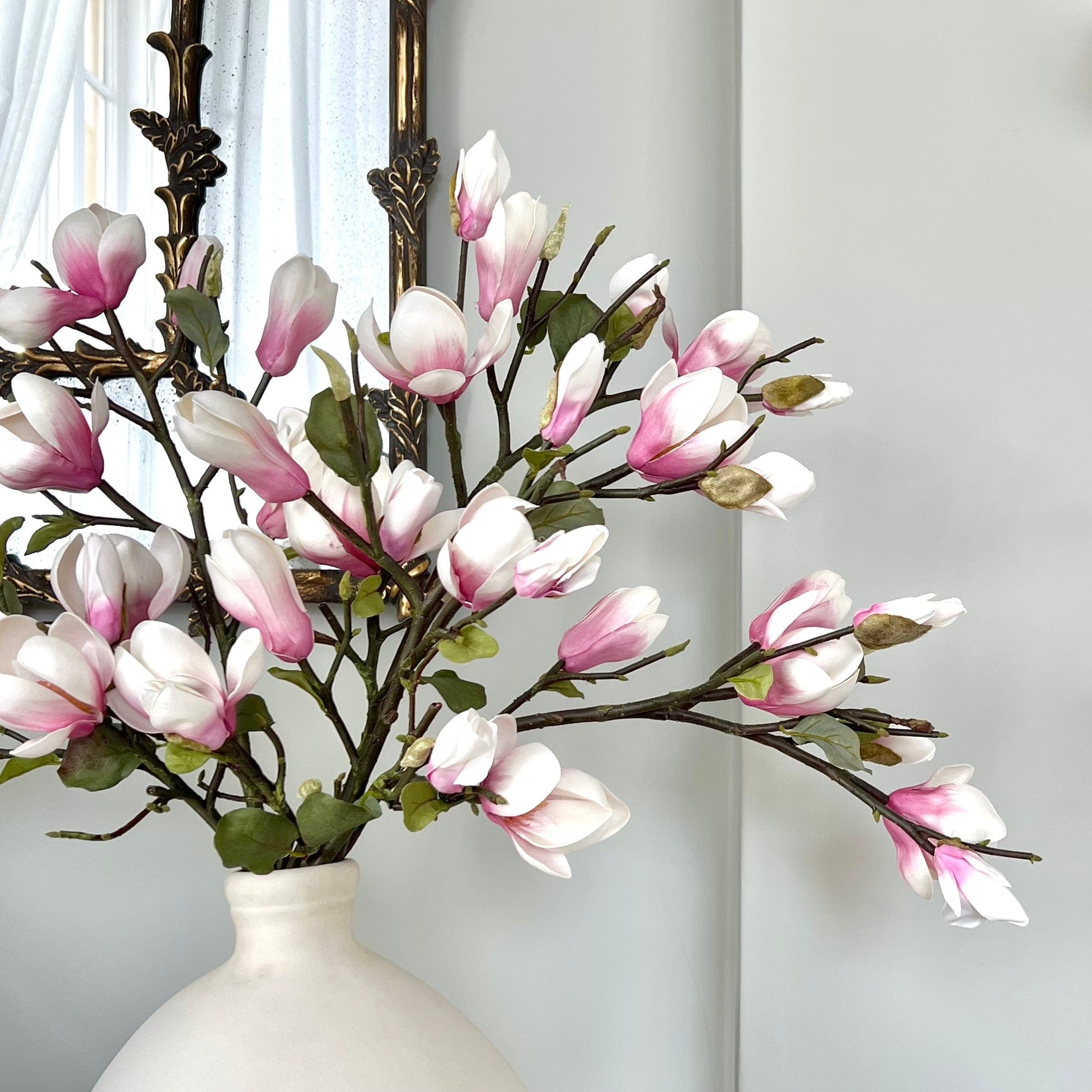 Artificial flowers luxury lifelike faux Artificial Pink Tall Magnolia realistic silk single stems buy online from The Faux Flower Company