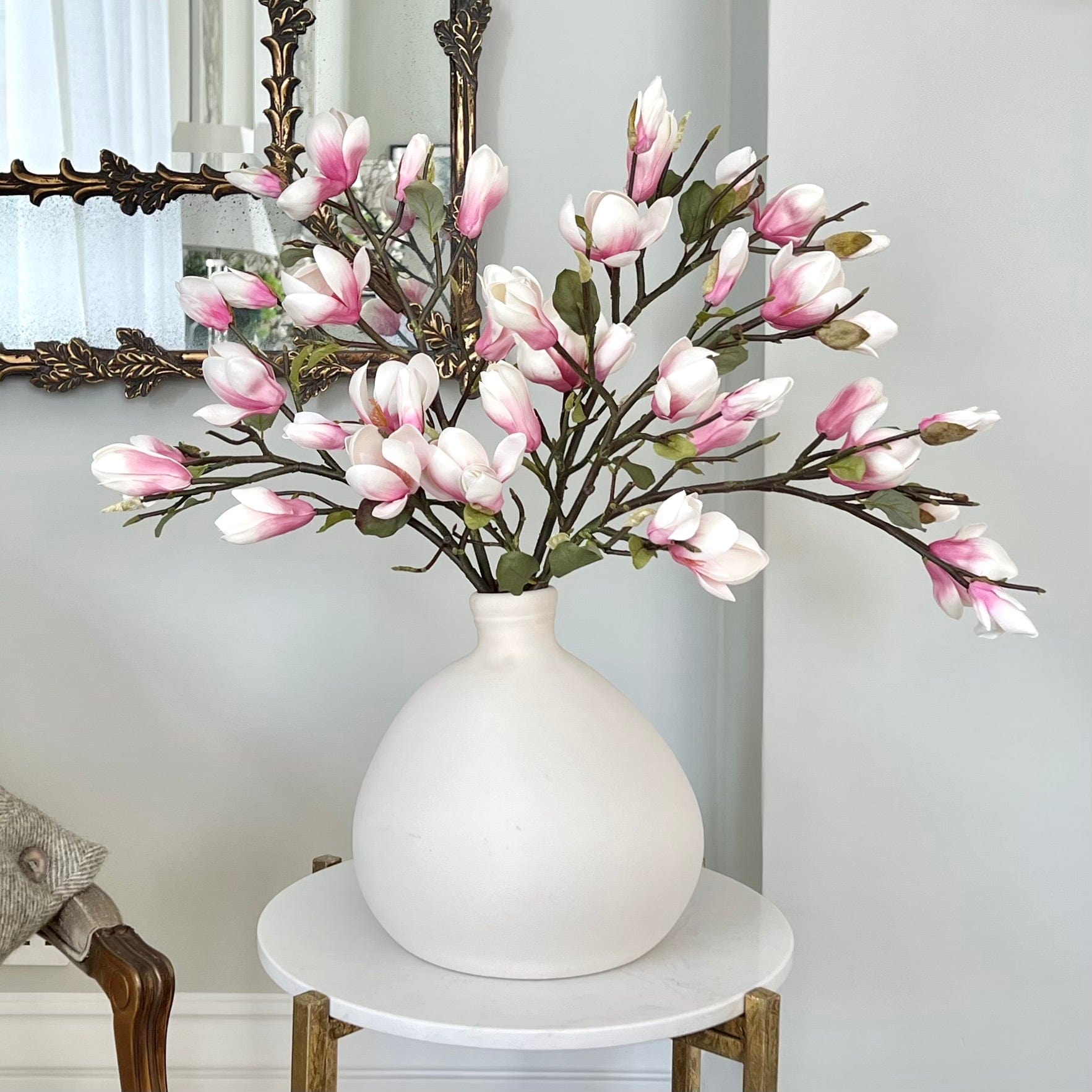 Artificial flowers luxury lifelike faux Artificial Pink Tall Magnolia realistic silk single stems buy online from The Faux Flower Company