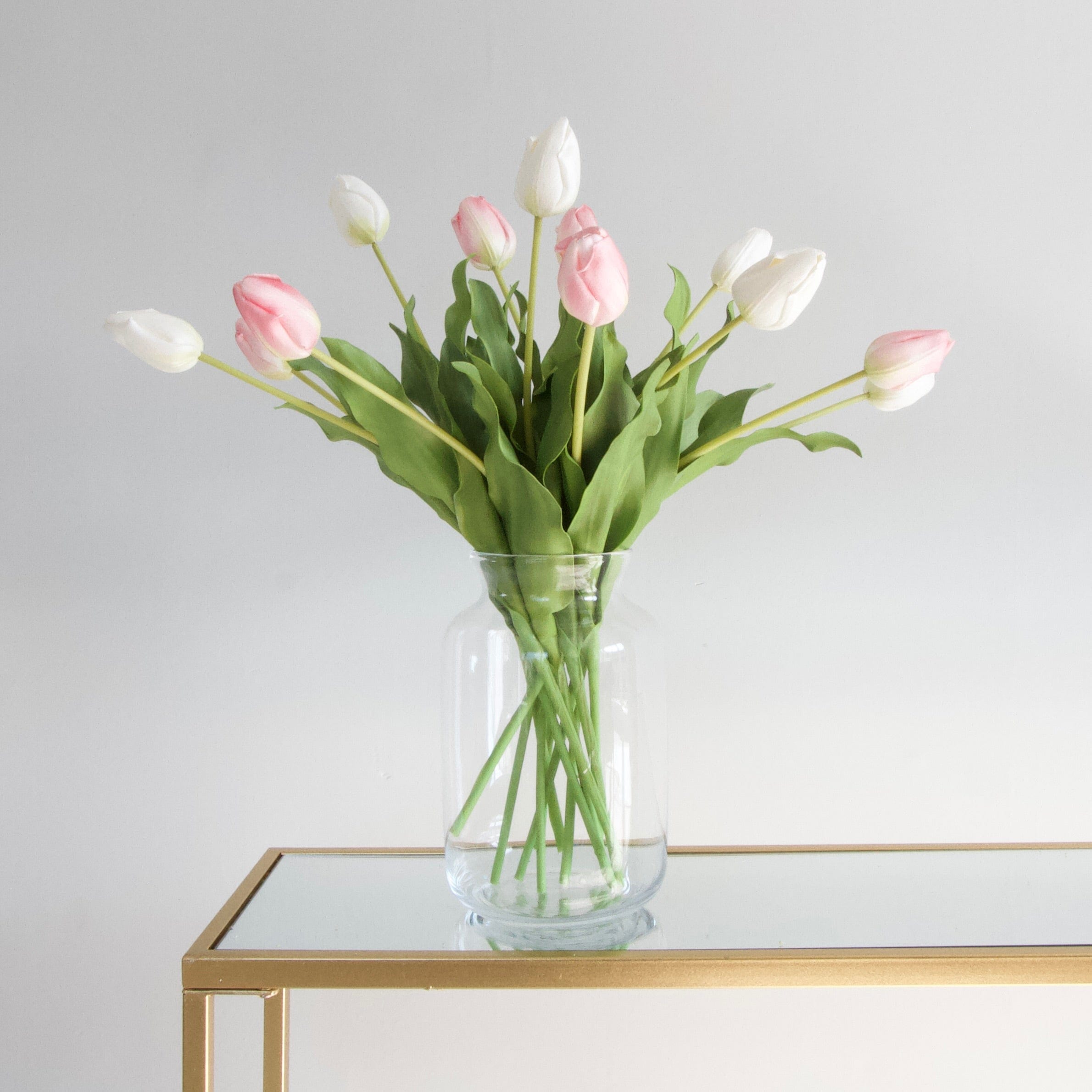 Artificial flowers luxury lifelike faux Artificial Pink Tulip realistic silk single stems buy online from The Faux Flower Company