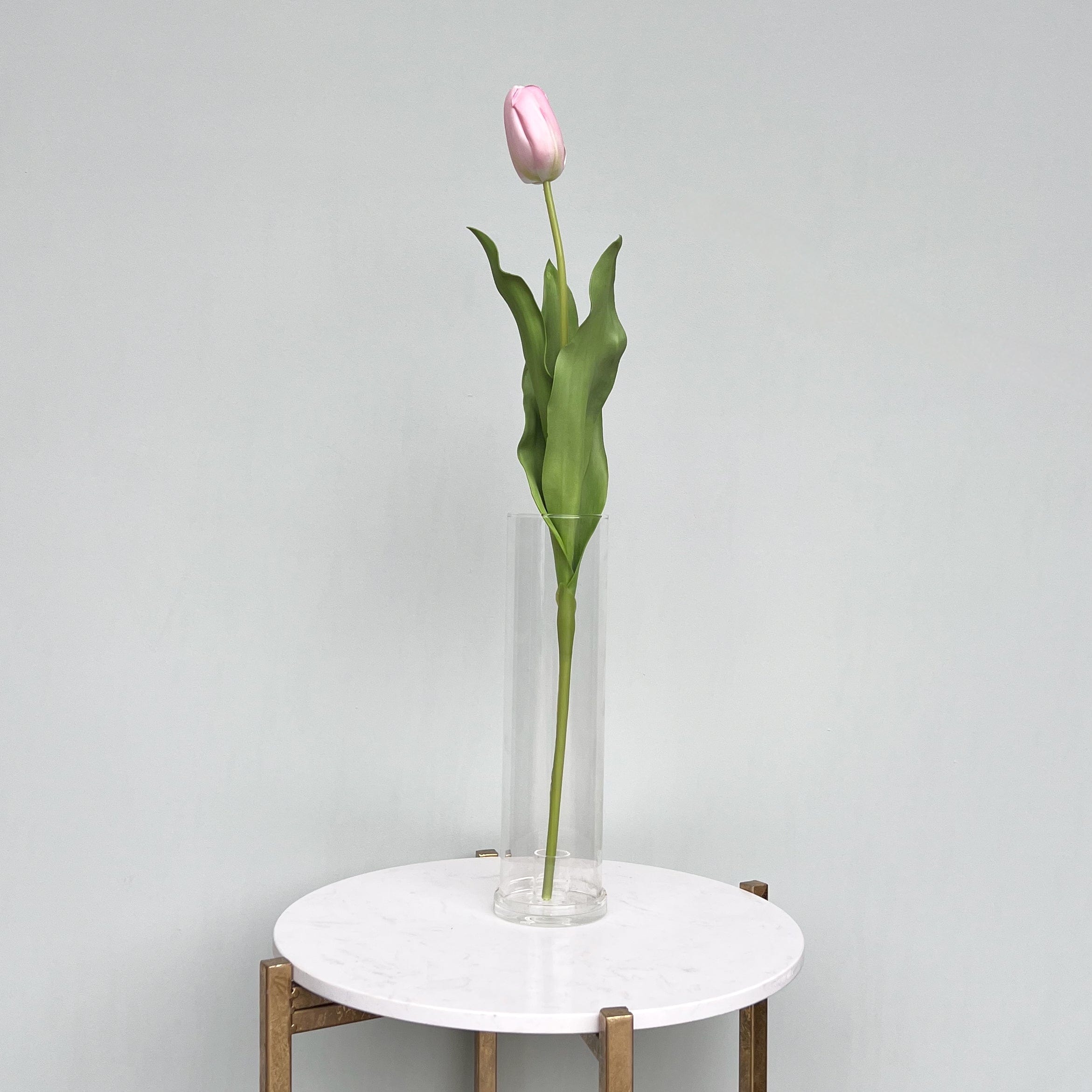 Artificial flowers luxury lifelike faux Artificial Pink Tulip realistic silk single stems buy online from The Faux Flower Company ABY5657PK