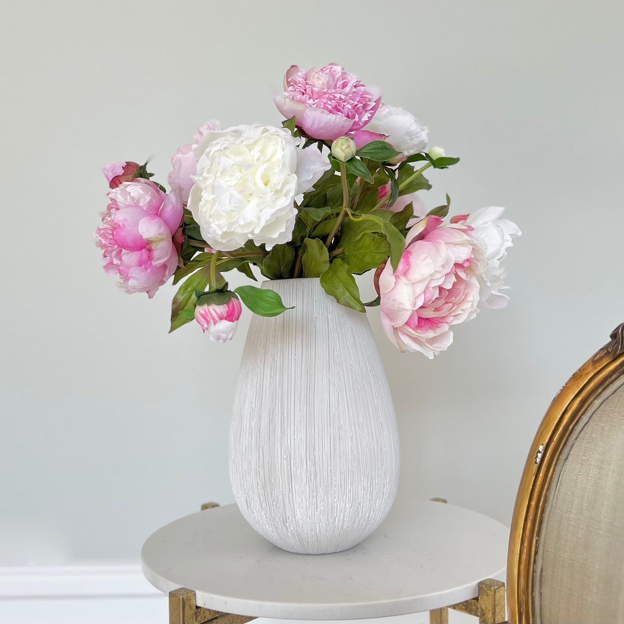 Artificial flowers luxury lifelike faux Artificial Pink & White Peony Bouquet realistic silk bouquet buy online from The Faux Flower Company MIXED PEONY AR/P