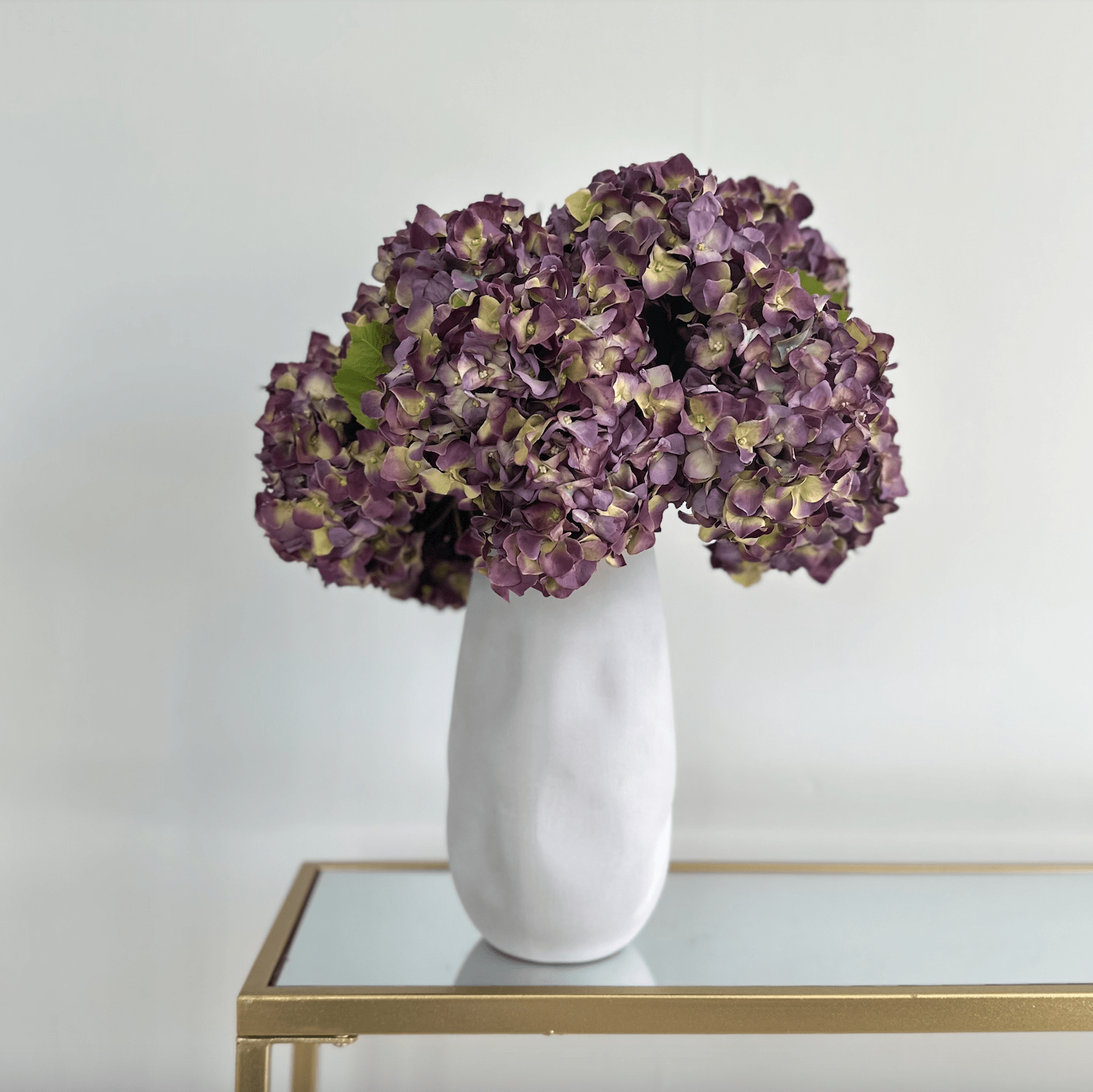 Artificial flowers luxury lifelike faux Artificial Purple Dried Hydrangea realistic silk single stems buy online from The Faux Flower Company