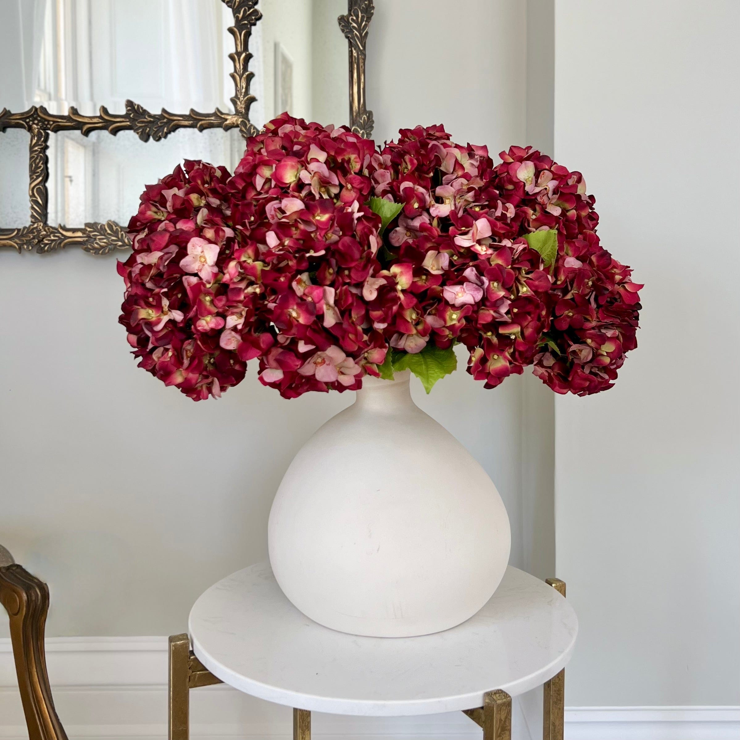 Artificial flowers luxury lifelike faux Artificial Red Dried Hydrangea realistic silk single stems buy online from The Faux Flower Company