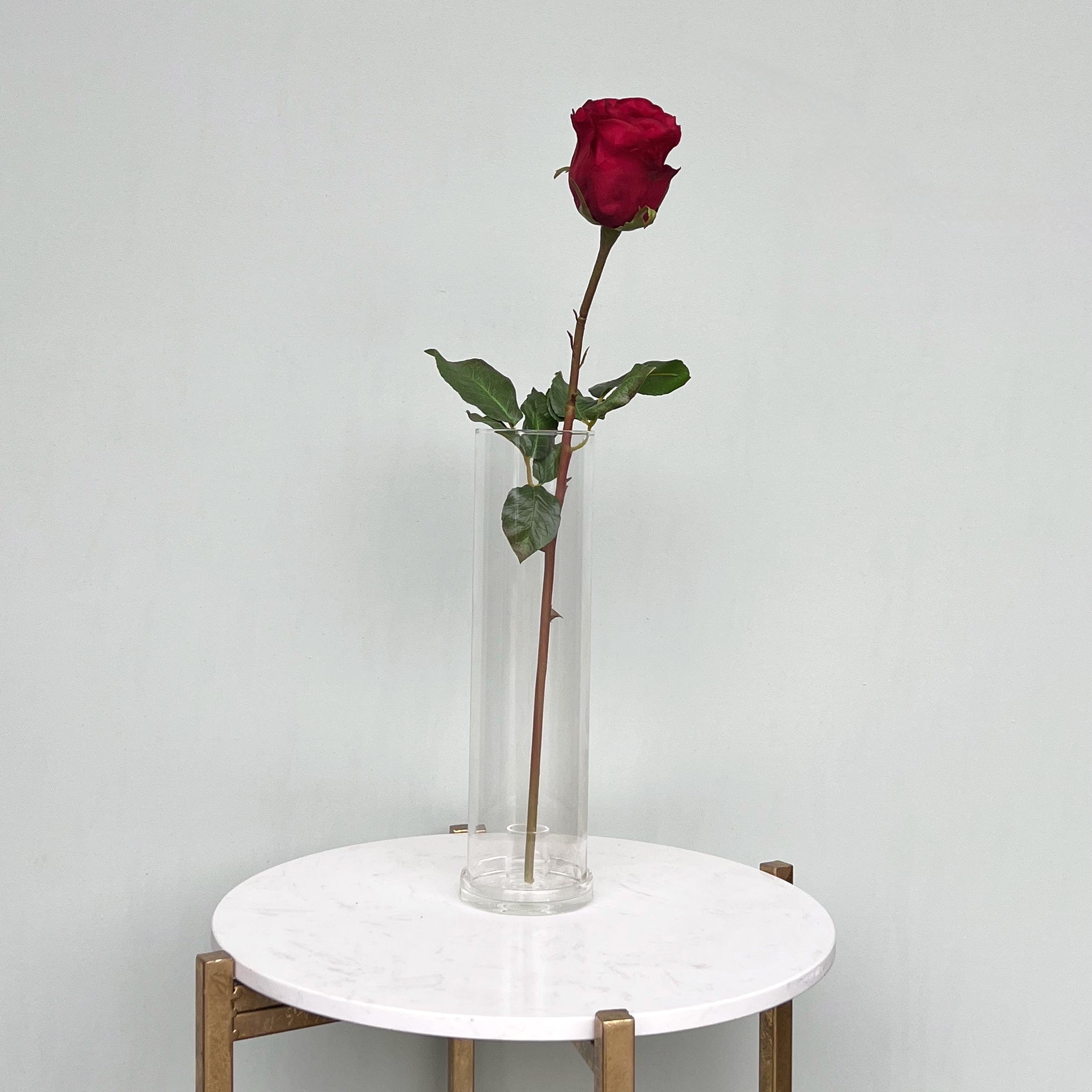 Artificial flowers luxury lifelike faux Artificial Red Rose Bud realistic silk single stems buy online from The Faux Flower Company ABY3106RD