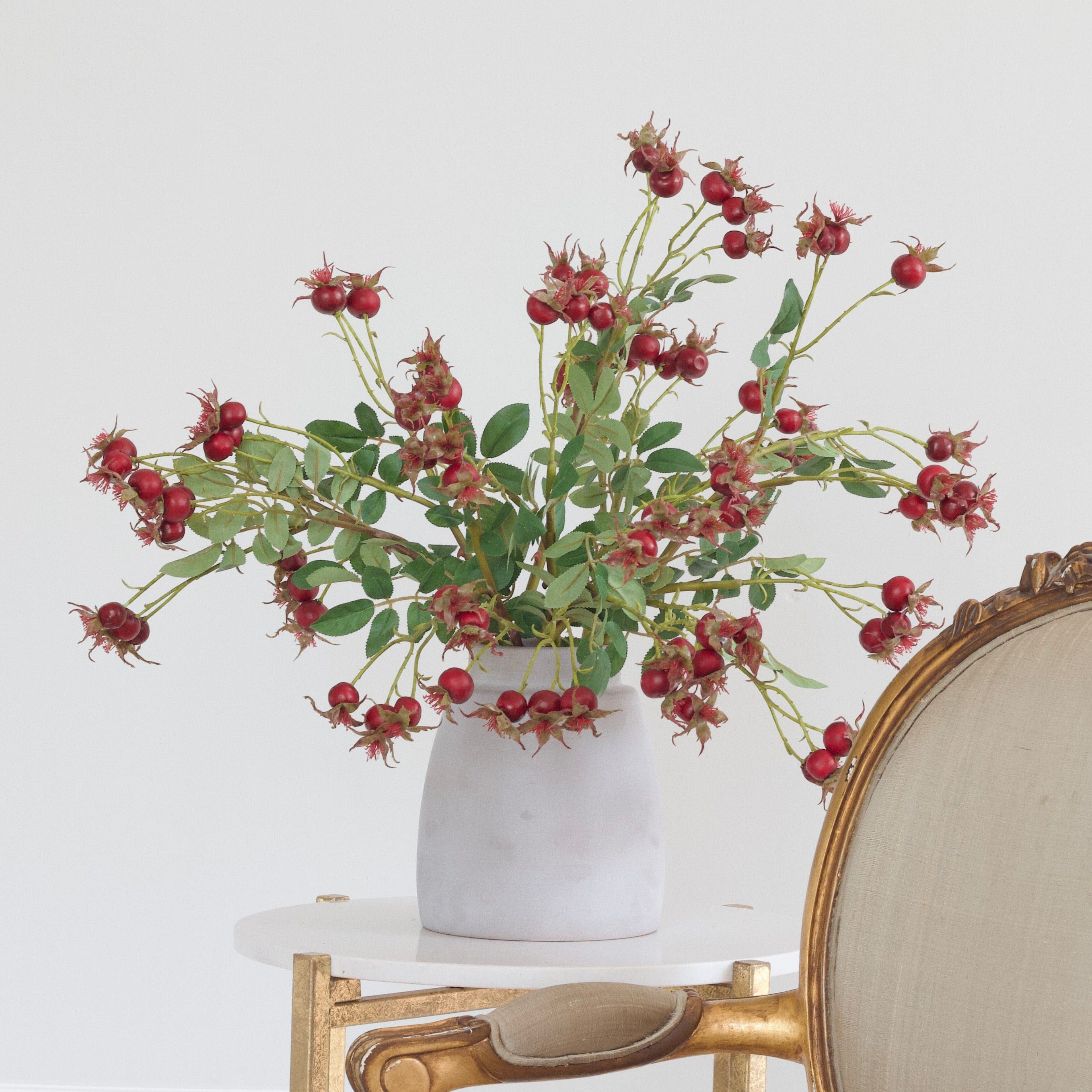 Artificial flowers luxury lifelike faux Artificial Red Rosehips realistic silk single stems buy online from The Faux Flower Company