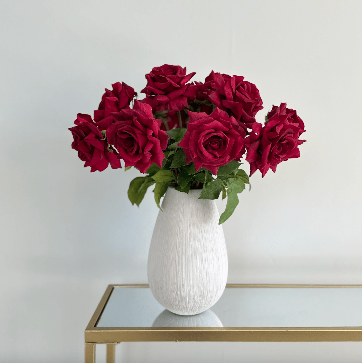Artificial flowers luxury lifelike faux Artificial Red Tea Rose realistic silk single stems buy online from The Faux Flower Company