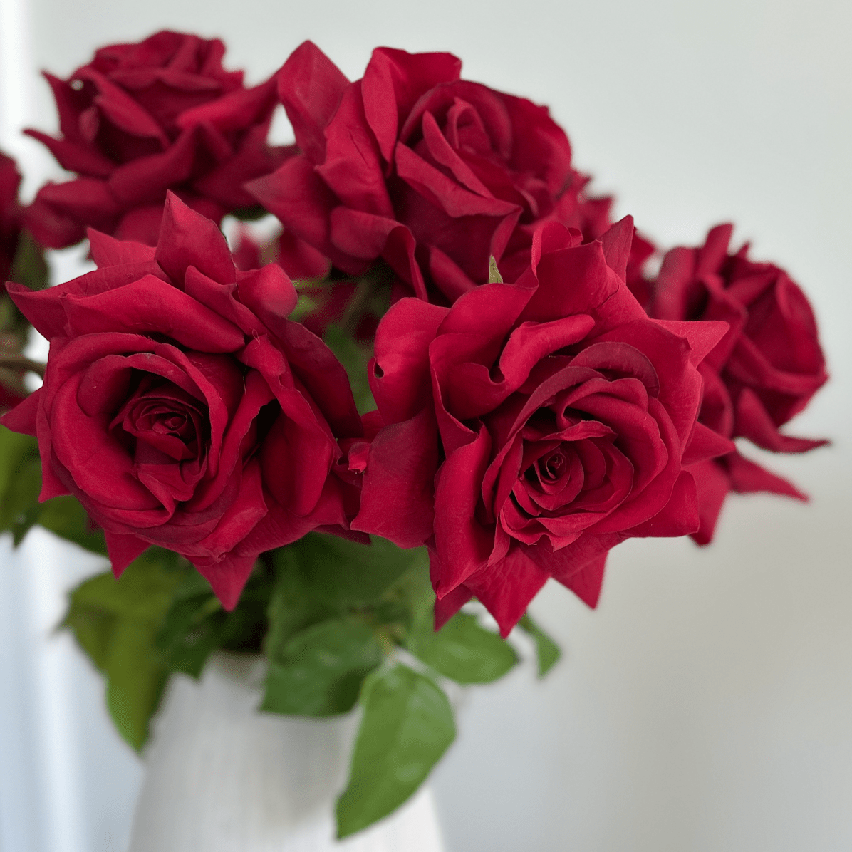 Artificial flowers luxury lifelike faux Artificial Red Tea Rose realistic silk single stems buy online from The Faux Flower Company