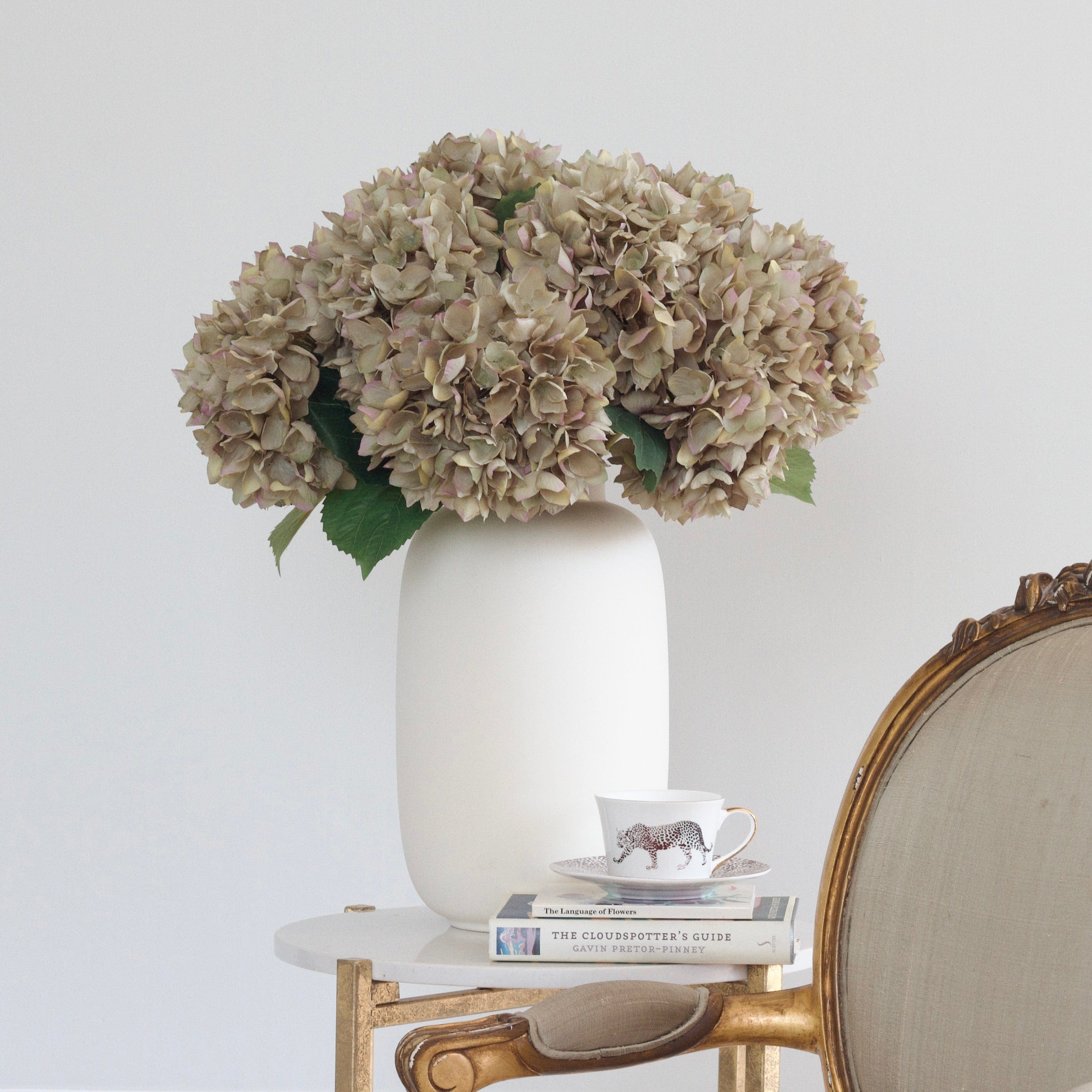 Artificial flowers luxury lifelike faux Artificial Sage Green Hydrangea realistic silk single stems buy online from The Faux Flower Company