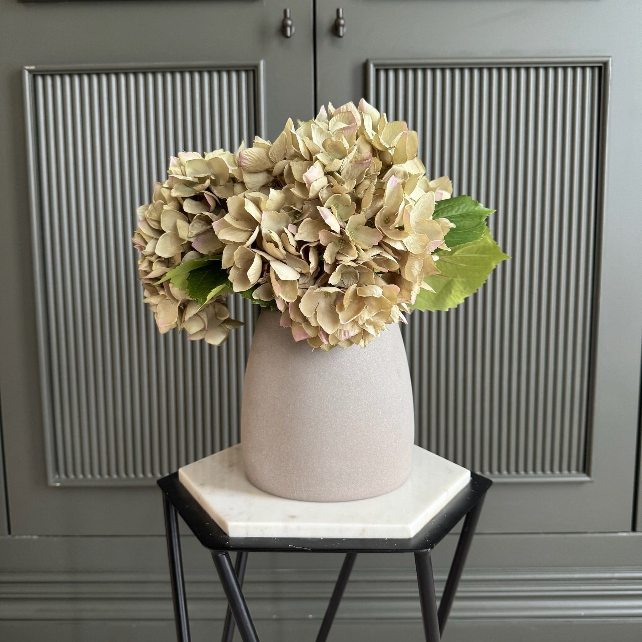 Artificial flowers luxury lifelike faux Artificial Sage Green Hydrangea realistic silk single stems buy online from The Faux Flower Company ABX5005GR