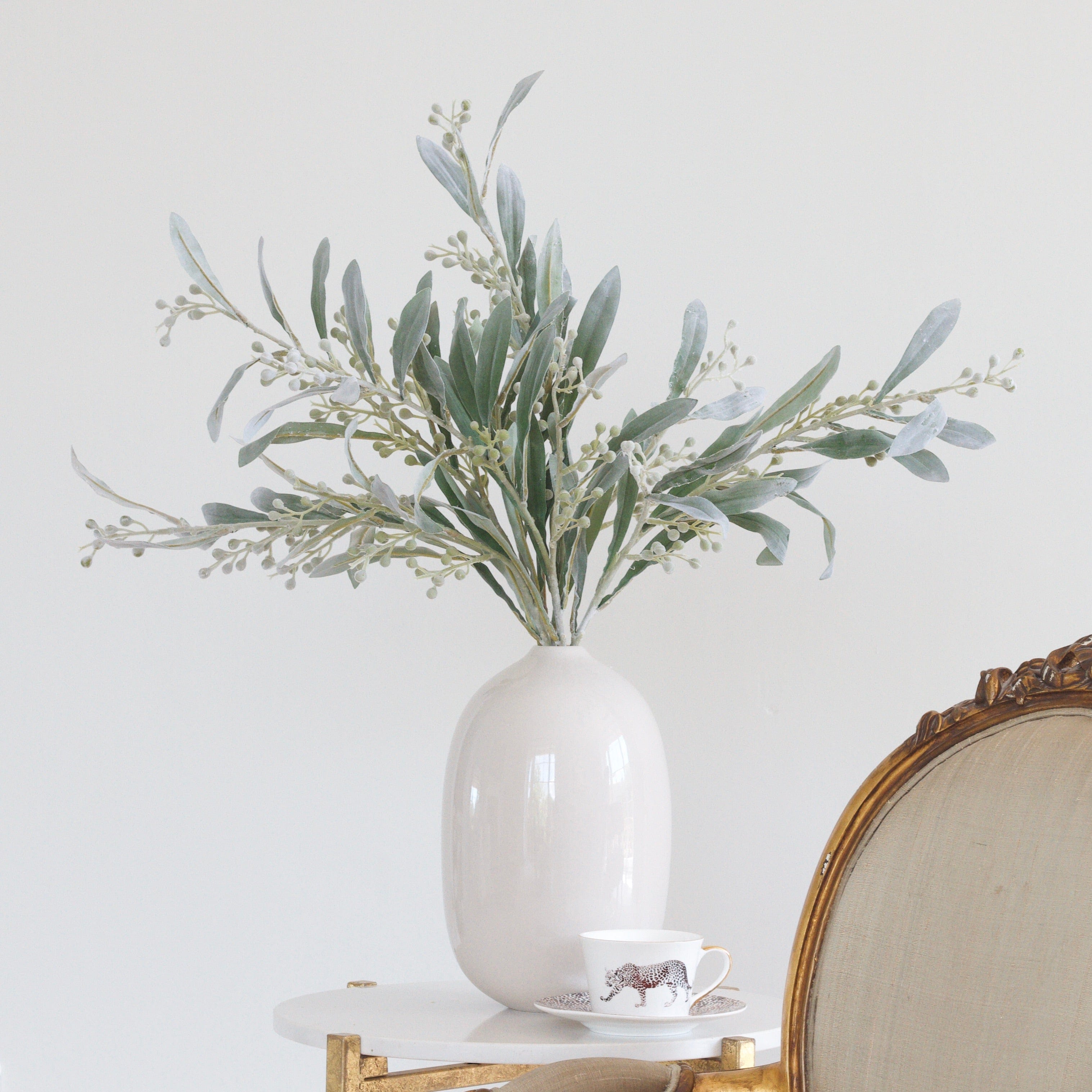 Artificial flowers luxury lifelike faux Artificial Silver & Grey Berries realistic silk  single stems buy online from The Faux Flower Company