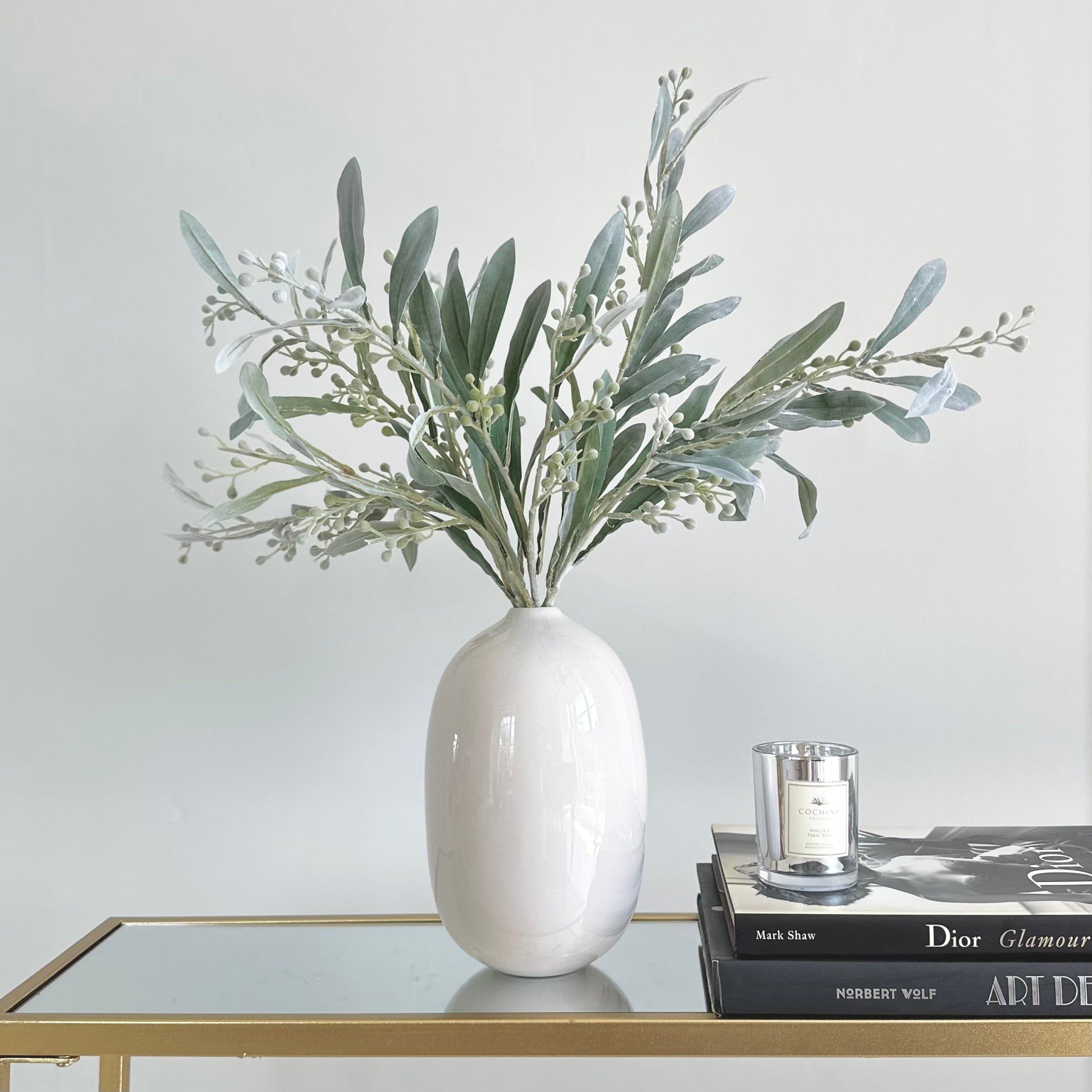 Artificial flowers luxury lifelike faux Artificial Silver & Grey Berries realistic silk  single stems buy online from The Faux Flower Company