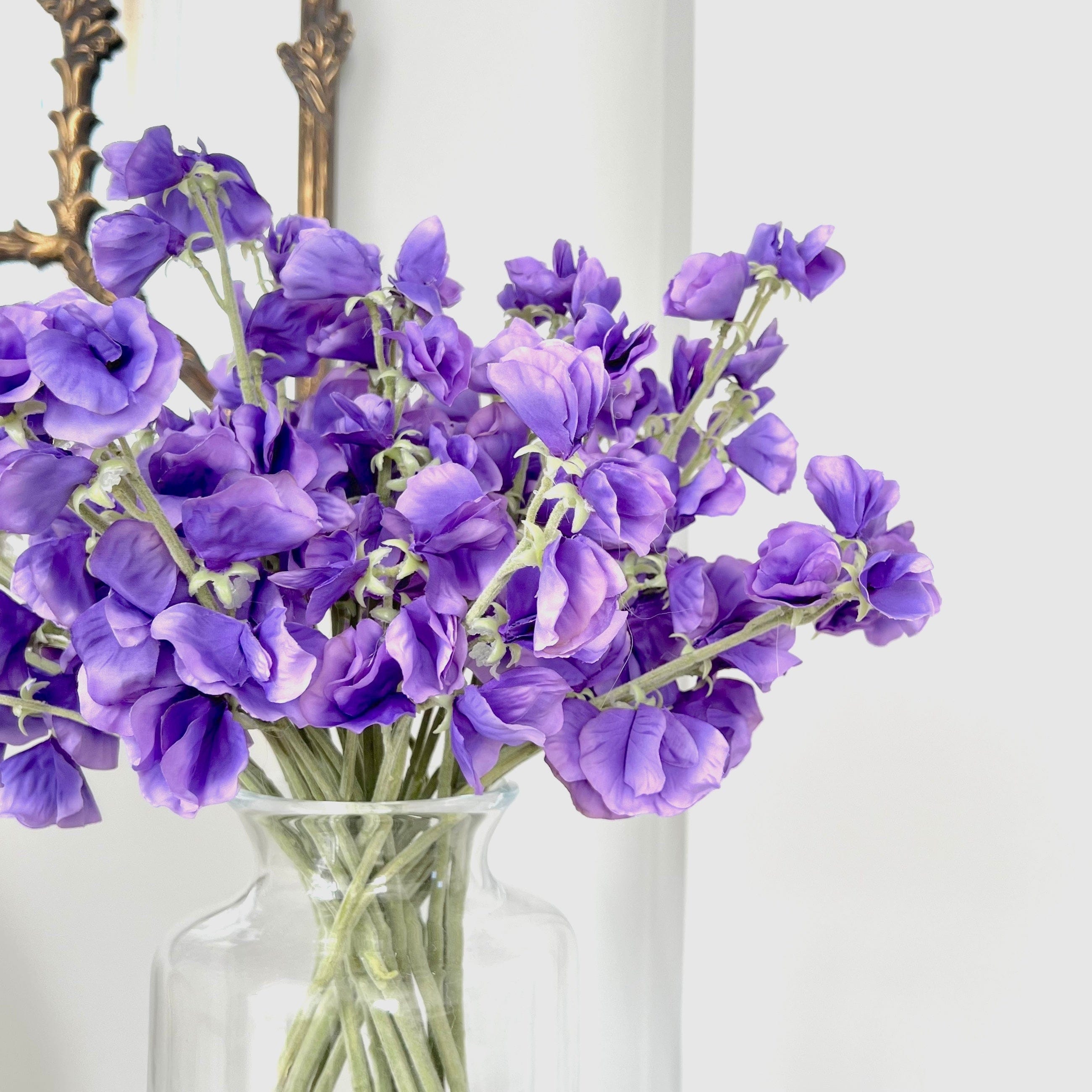 Artificial flowers luxury lifelike faux Artificial Small Dark Purple Sweet Pea realistic silk single stems buy online from The Faux Flower Company