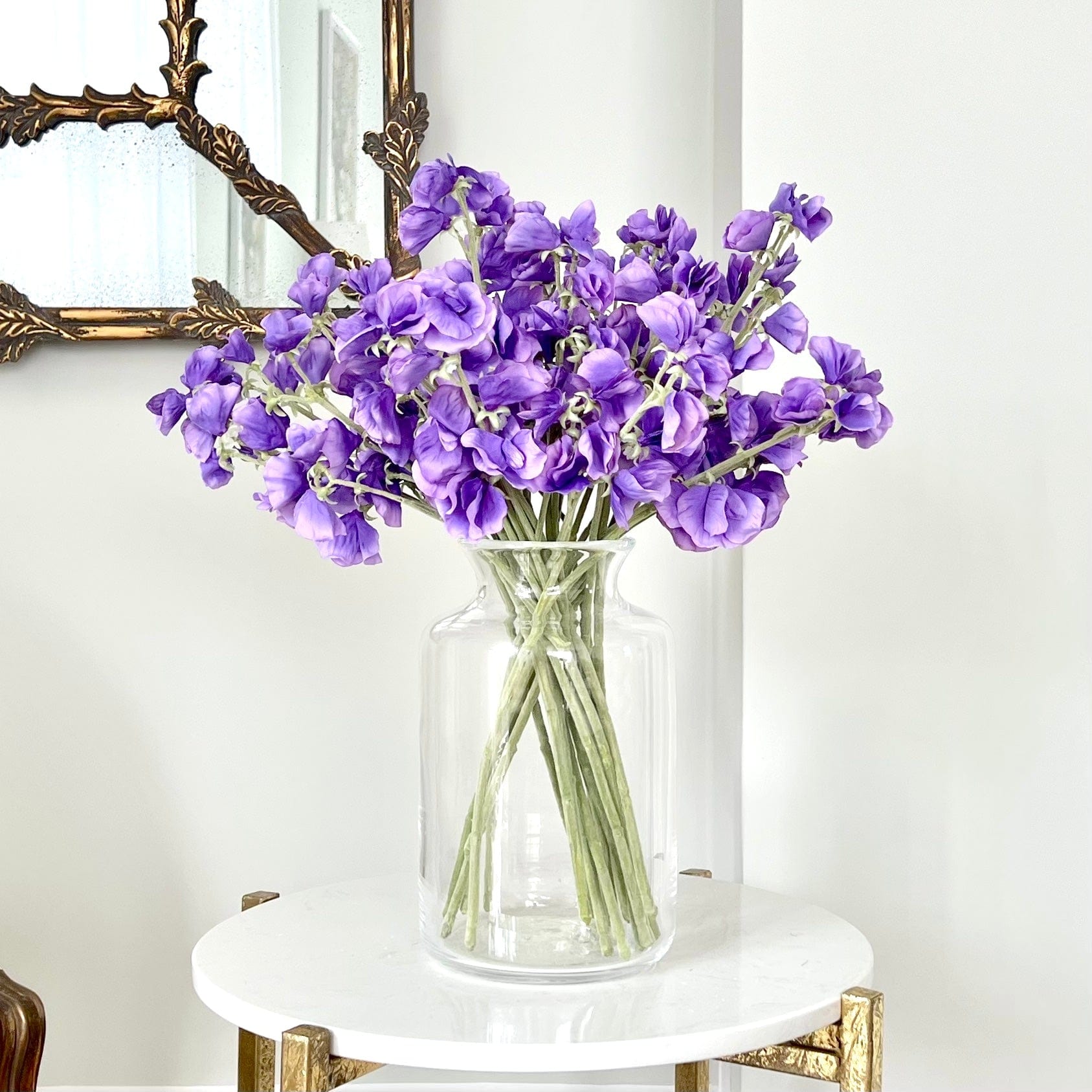 Artificial flowers luxury lifelike faux Artificial Small Dark Purple Sweet Pea realistic silk single stems buy online from The Faux Flower Company