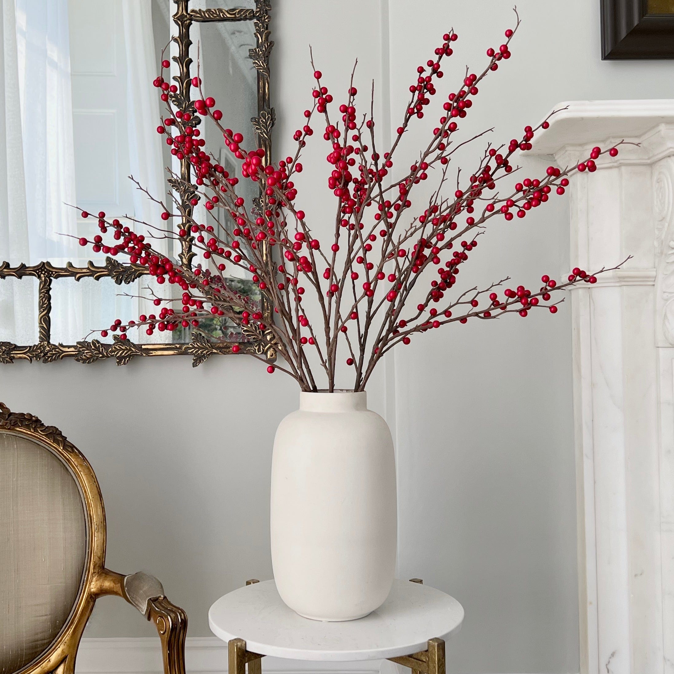 Artificial flowers luxury lifelike faux Artificial Tall Red Berries realistic silk single stems buy online from The Faux Flower Company