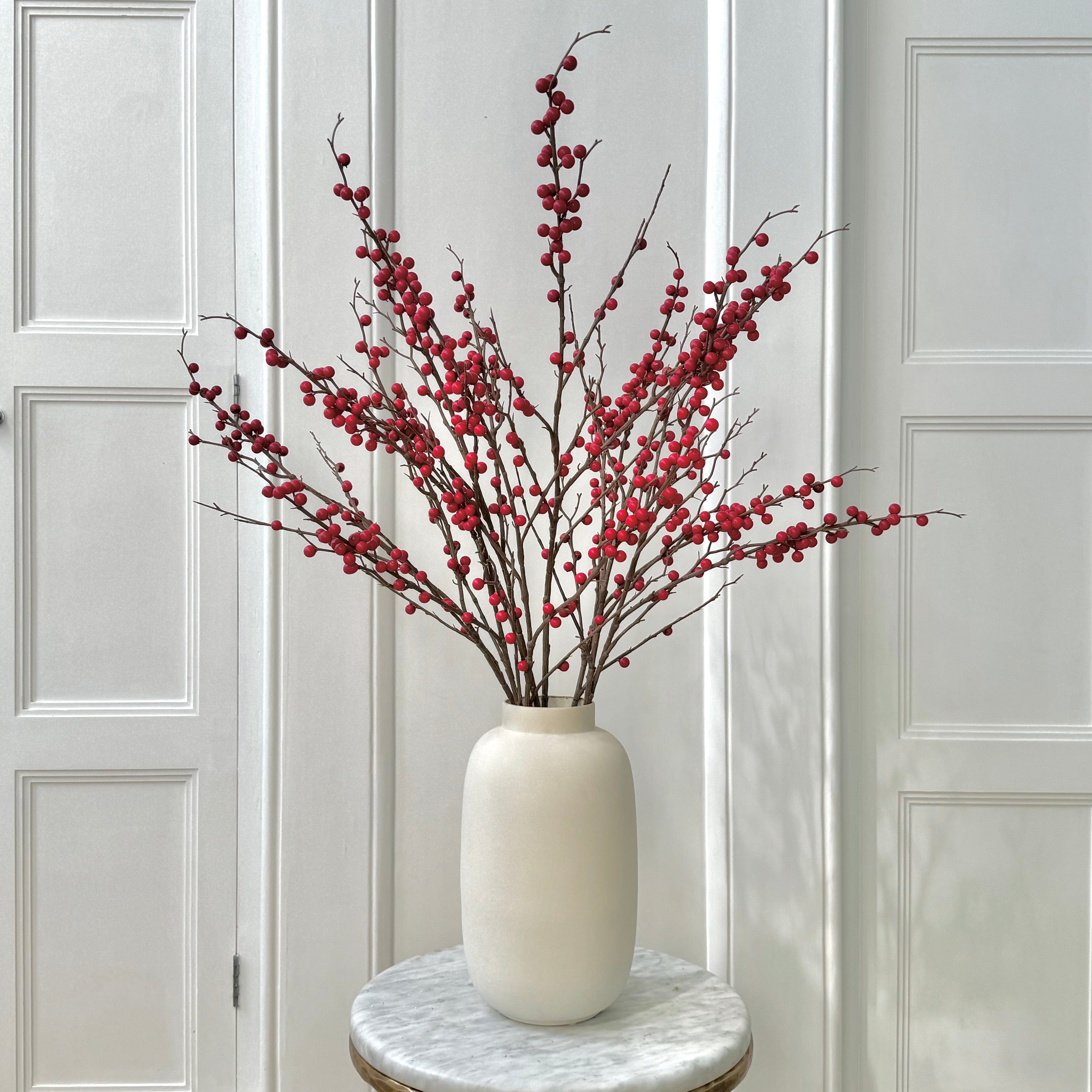 Artificial flowers luxury lifelike faux Artificial Tall Red Berries realistic silk single stems buy online from The Faux Flower Company
