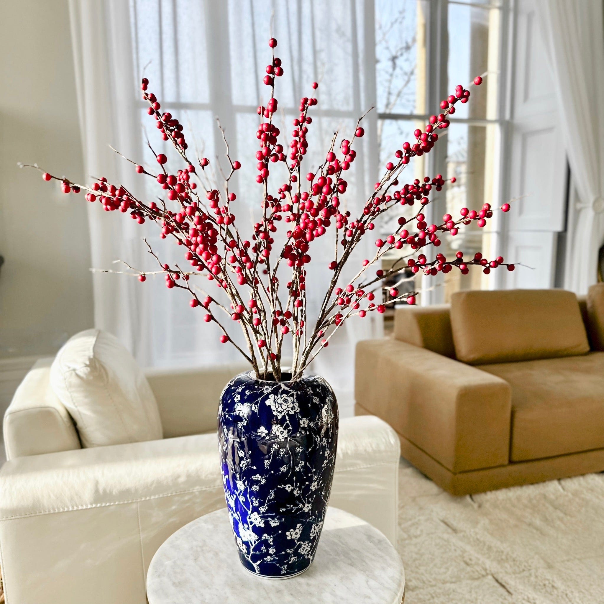 Artificial flowers luxury lifelike faux Artificial Tall Red Berries realistic silk single stems buy online from The Faux Flower Company
