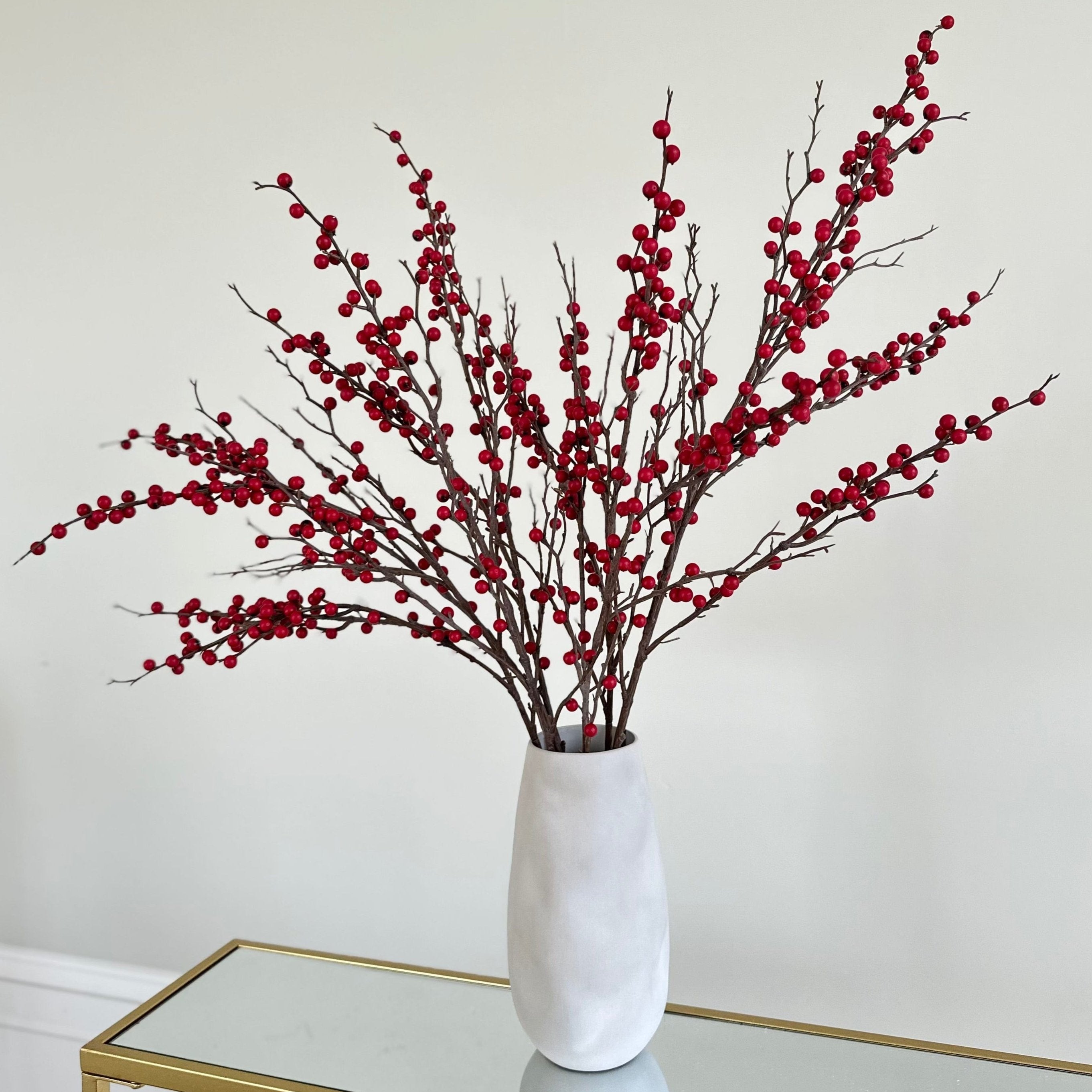 Artificial flowers luxury lifelike faux Artificial Tall Red Berries realistic silk single stems buy online from The Faux Flower Company