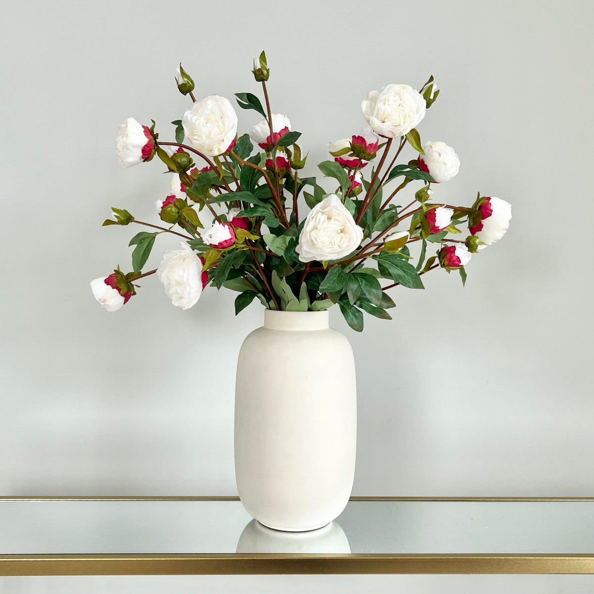 Realistic Artificial Tall White Peony Spray ABX1102WH by The Faux Flower Company