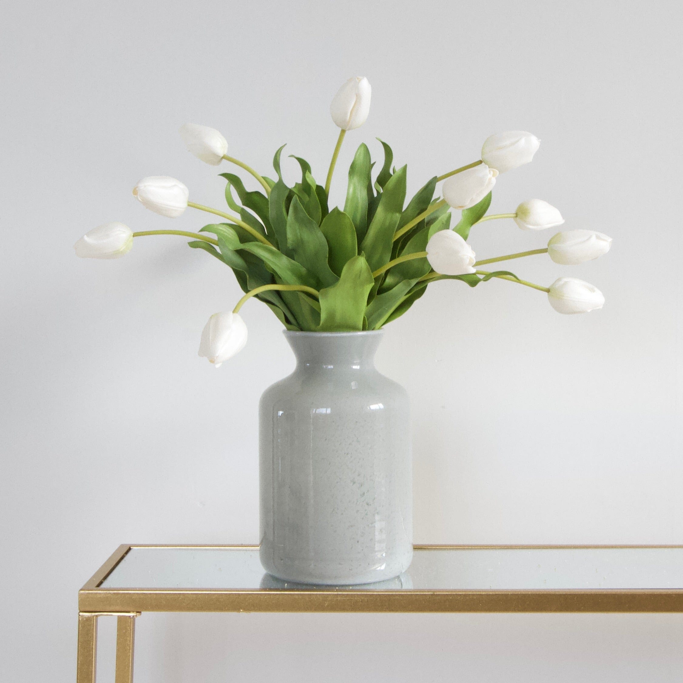 Realistic Artificial Tulip Arrangement ABY5657WH-6 by The Faux Flower Company