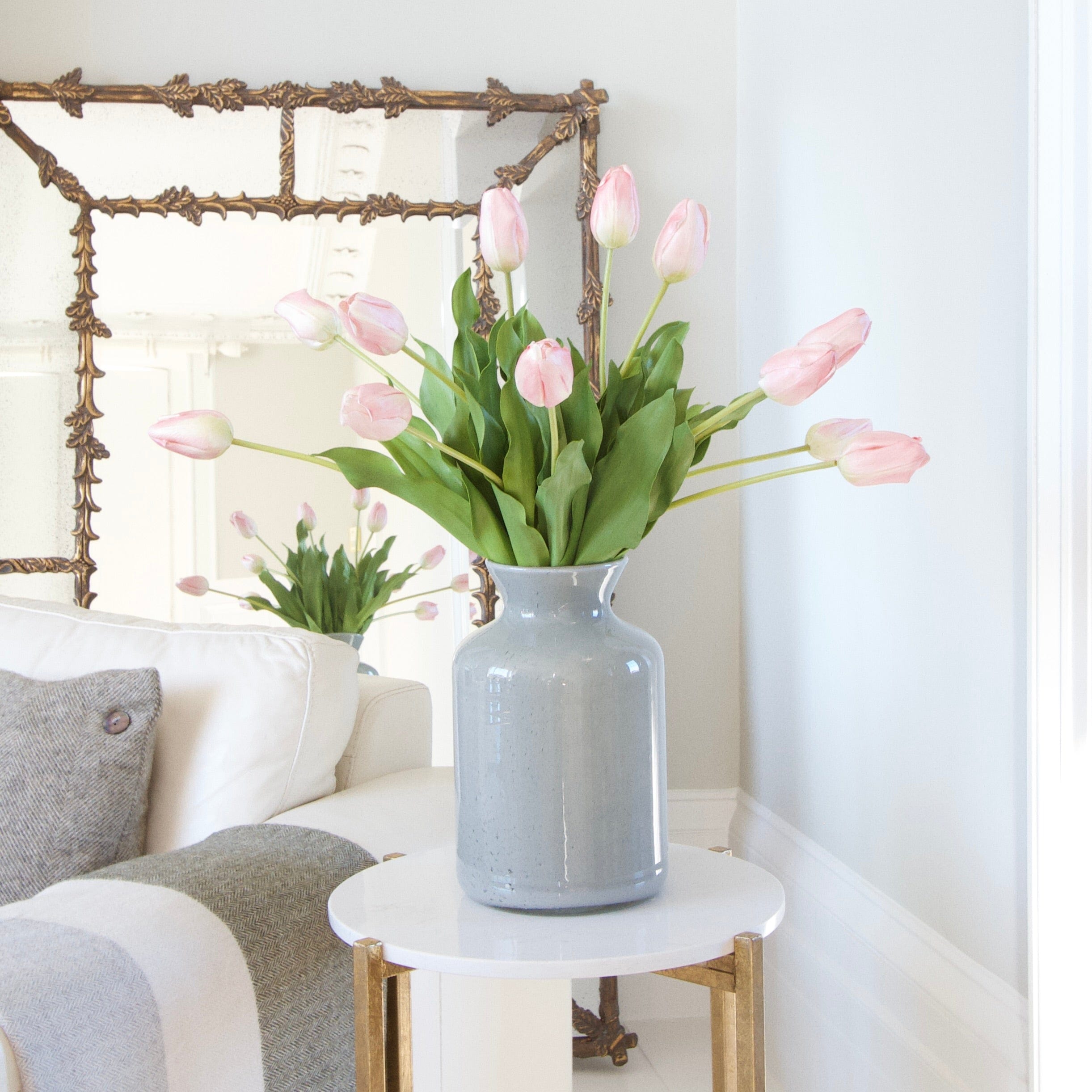 Artificial flowers luxury lifelike faux Artificial Tulip Arrangement realistic silk bouquet buy online from The Faux Flower Company